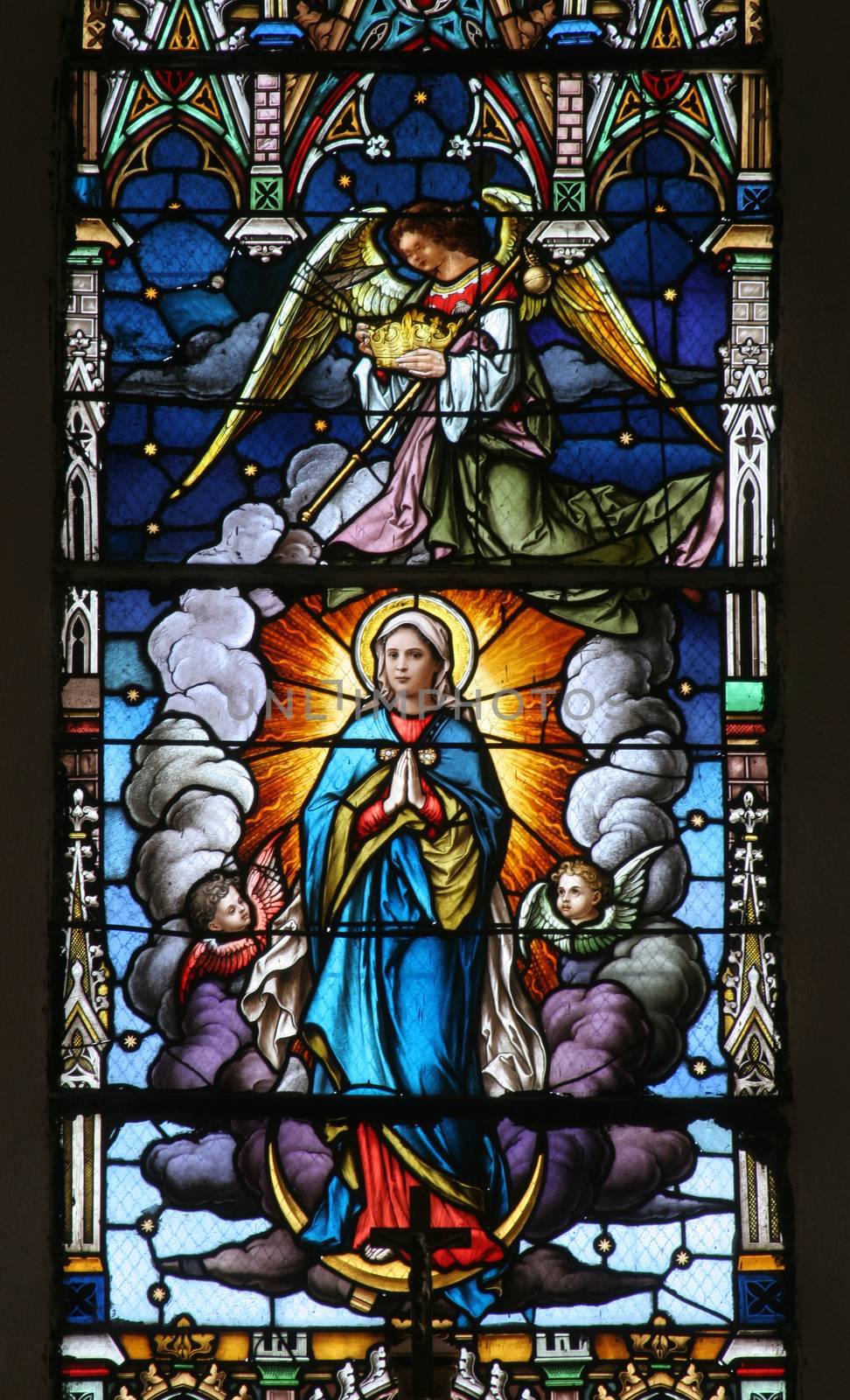 Virgin Mary, stained glass