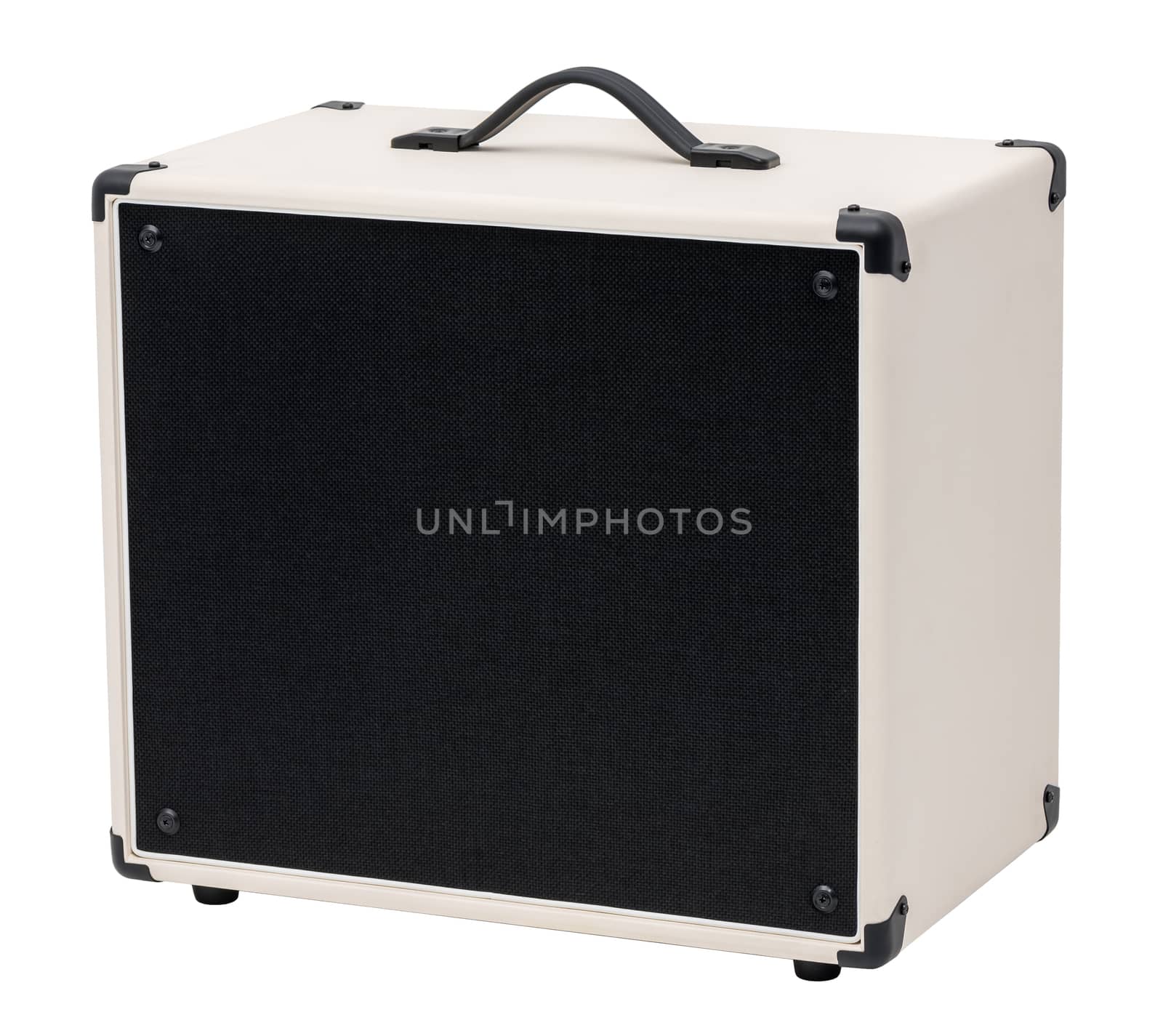 Black and White Guitar Amplifier. Isolated on White Background.