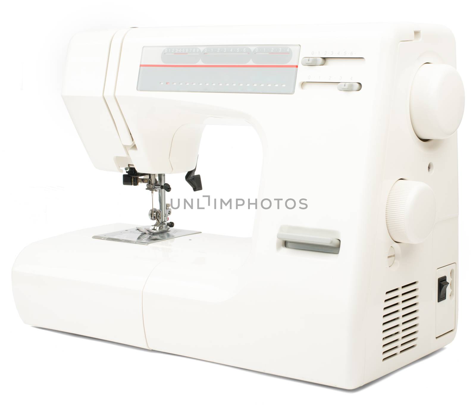 Electric sewing machine. Isolated on white background
