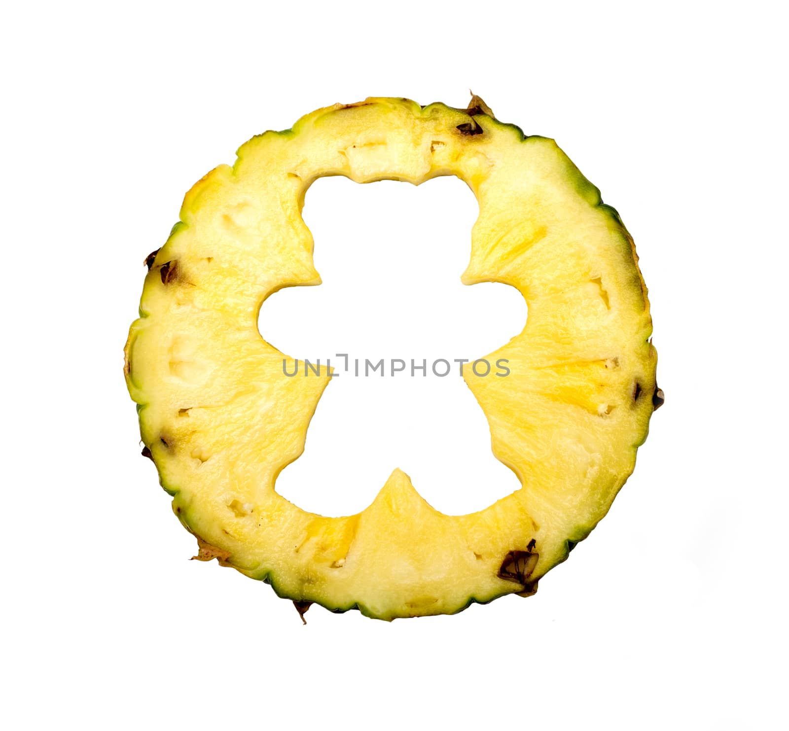 slice of pineapple isolated on white background