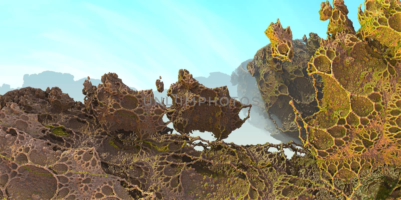 Computer rendered virtual scenery for creative design, art and entertainment