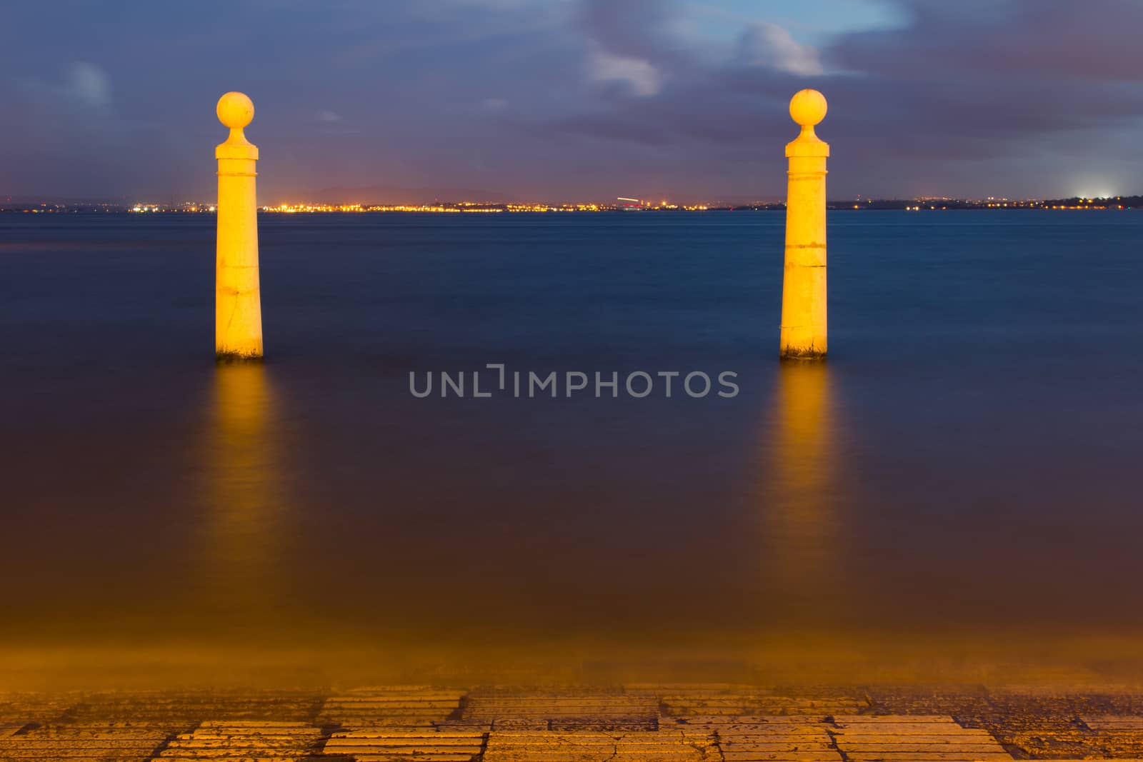 Columns Pier by the Tagus river in Lisbon, long exposure by 1shostak