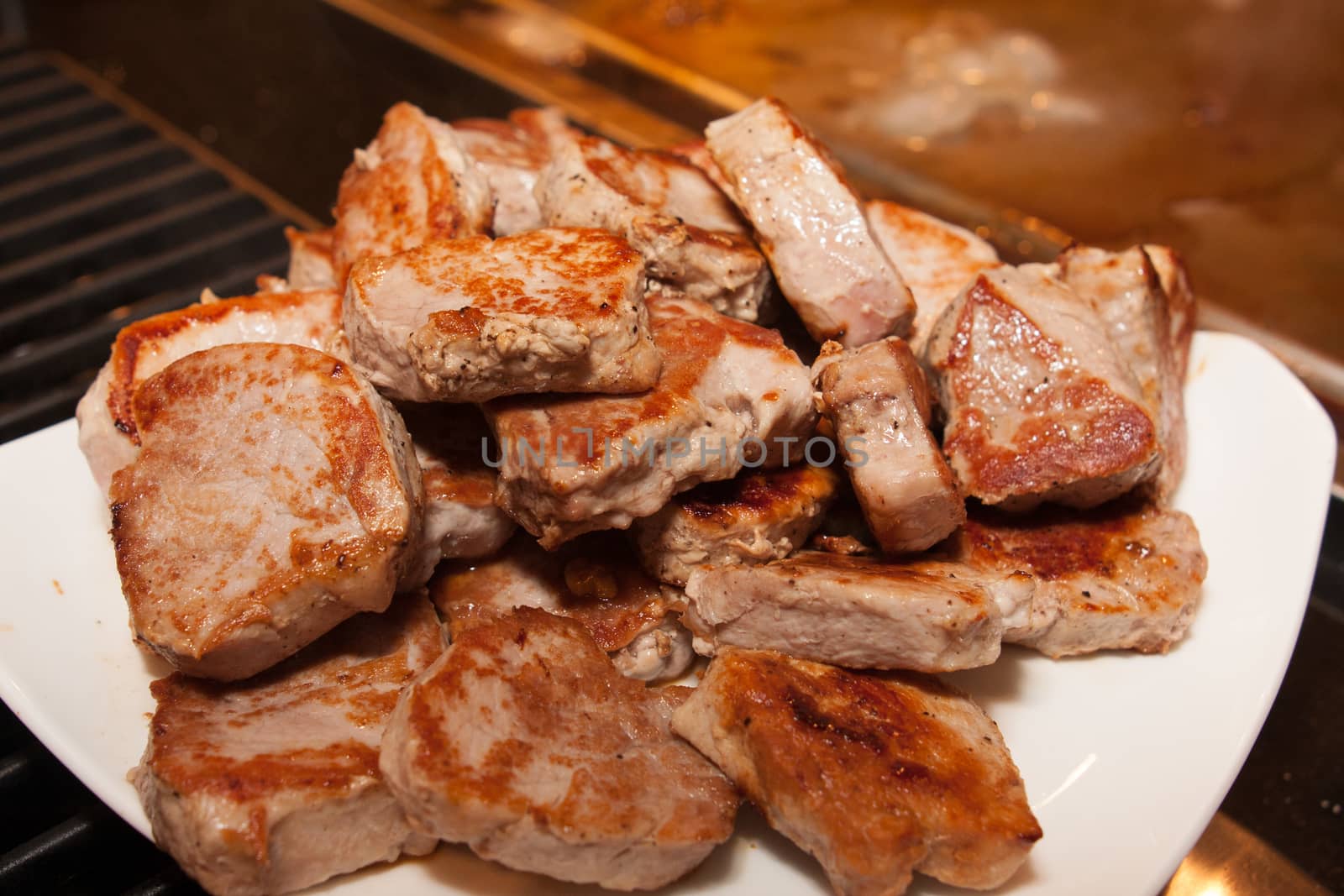 fried barbecue meat on plate