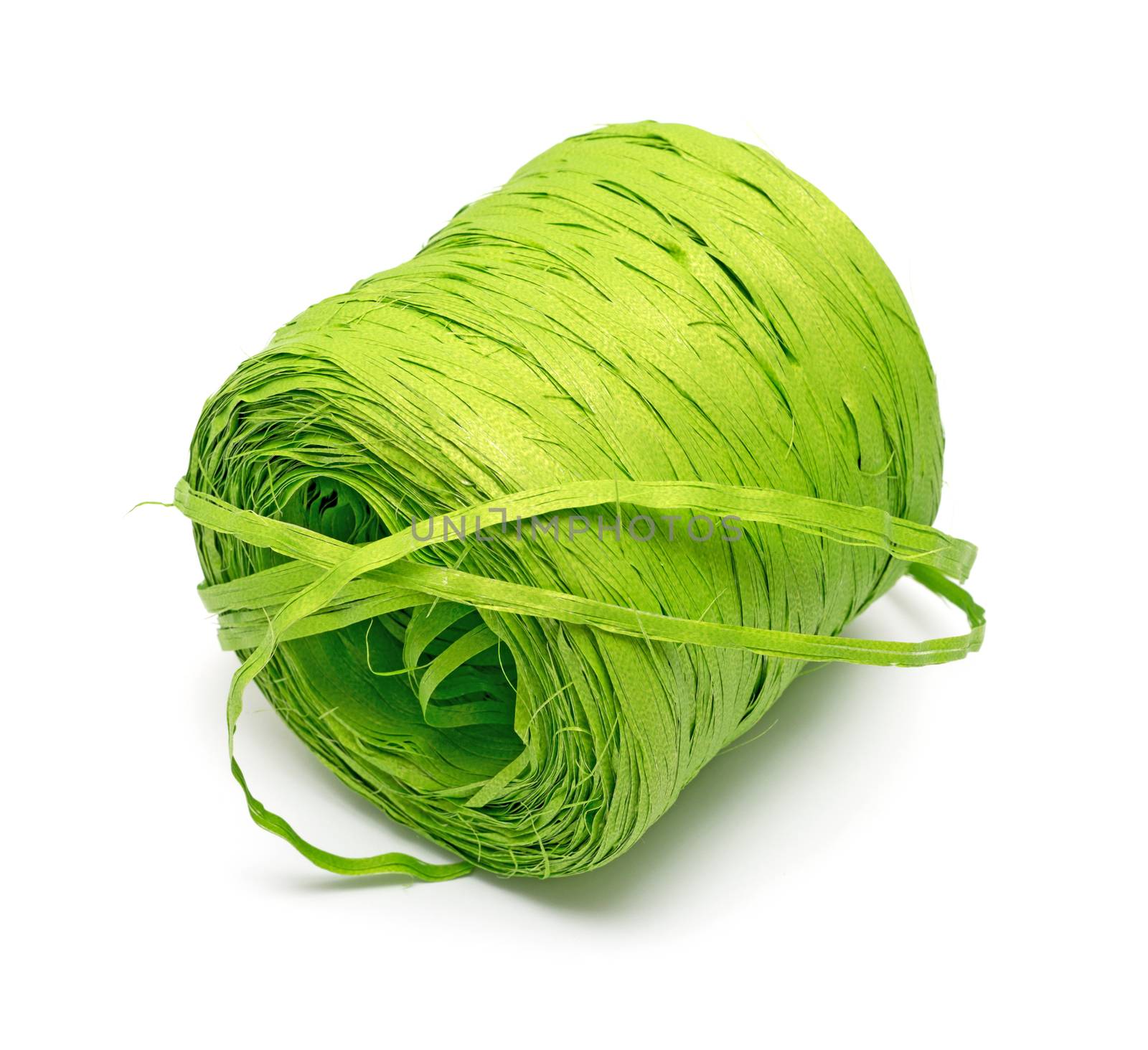 coil of plastic rope on white background