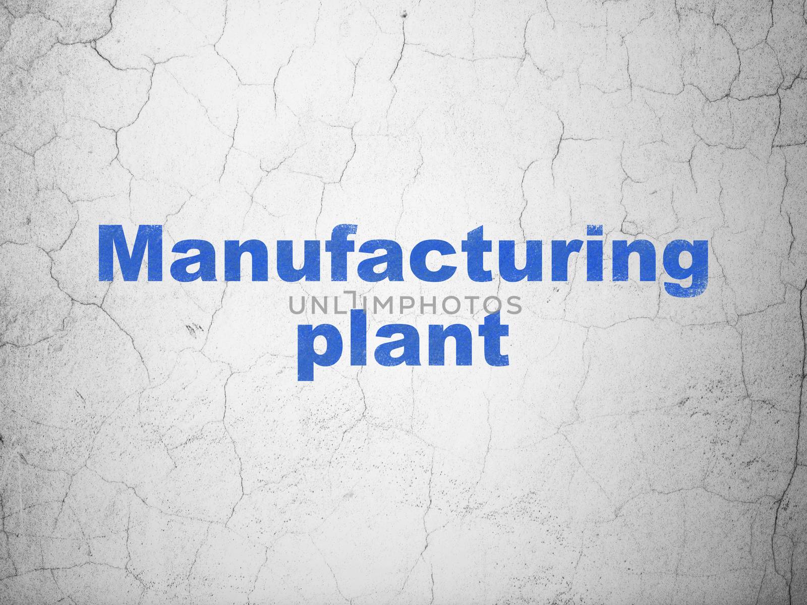 Industry concept: Blue Manufacturing Plant on textured concrete wall background