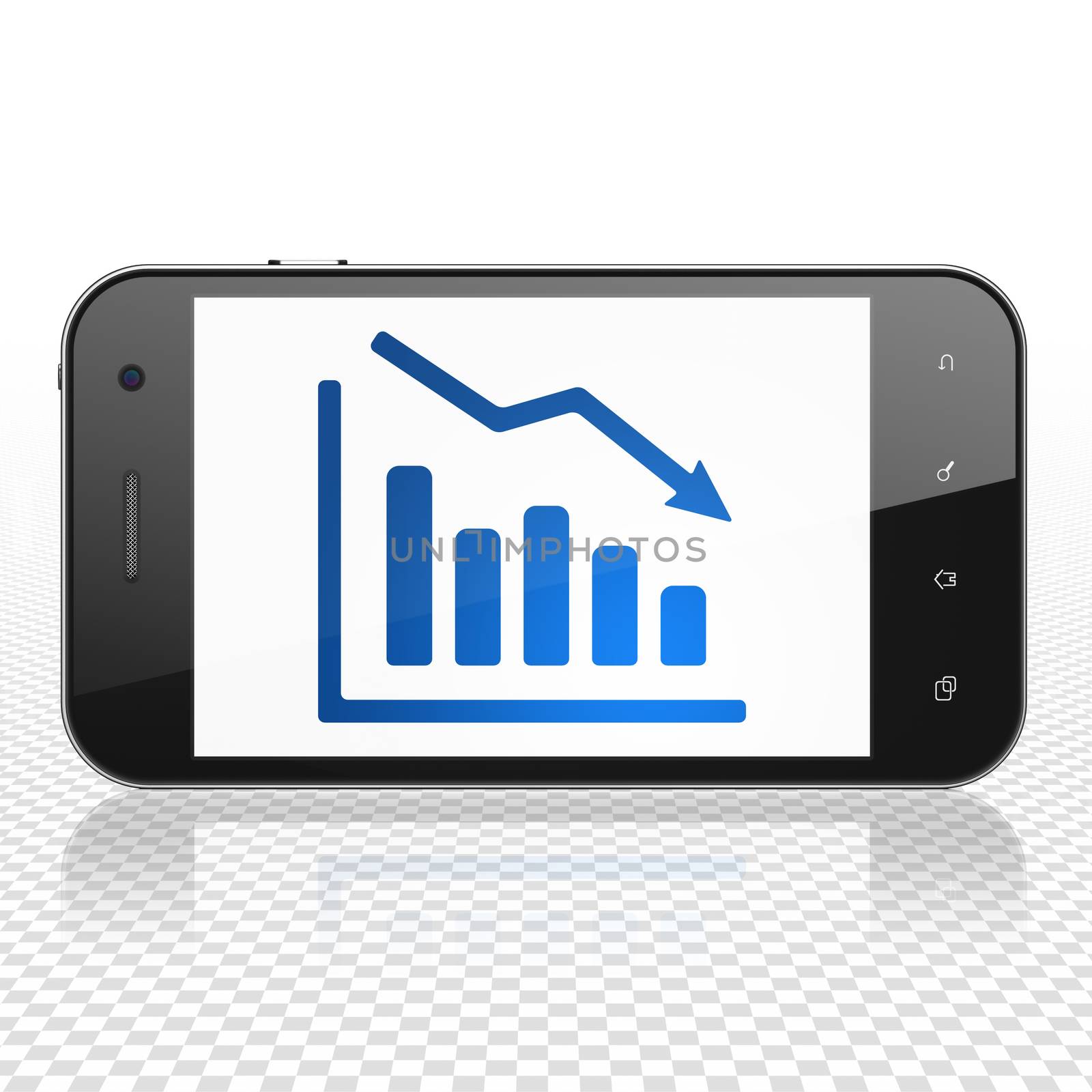 News concept: Smartphone with Decline Graph on display by maxkabakov