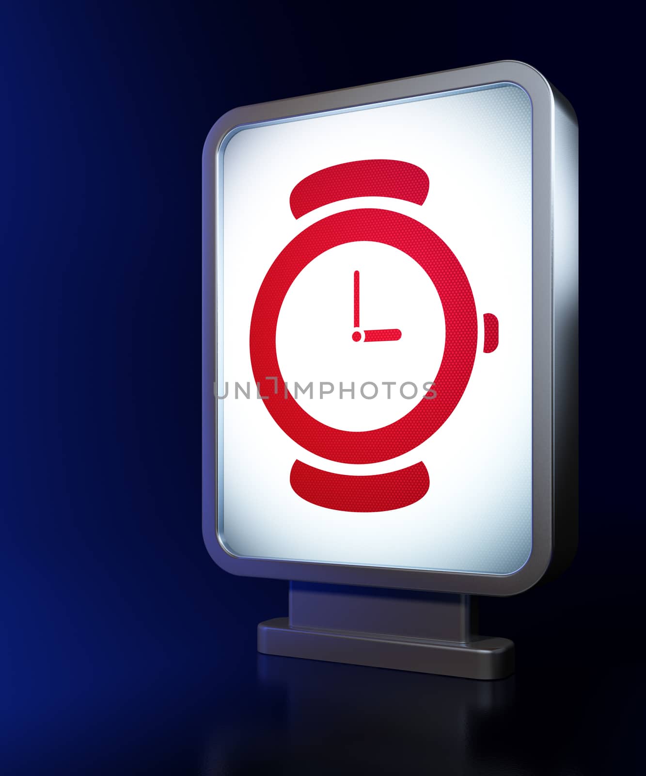 Time concept: Hand Watch on billboard background by maxkabakov
