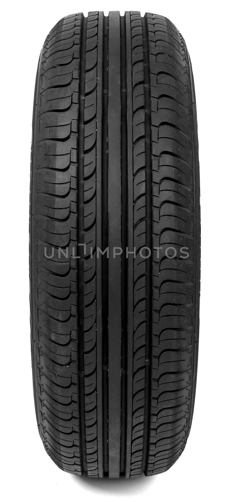 Car rubber tire isolated on white background