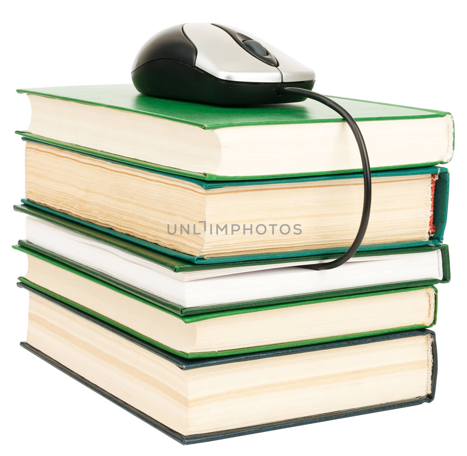 Computer mouse on stack of books by cherezoff