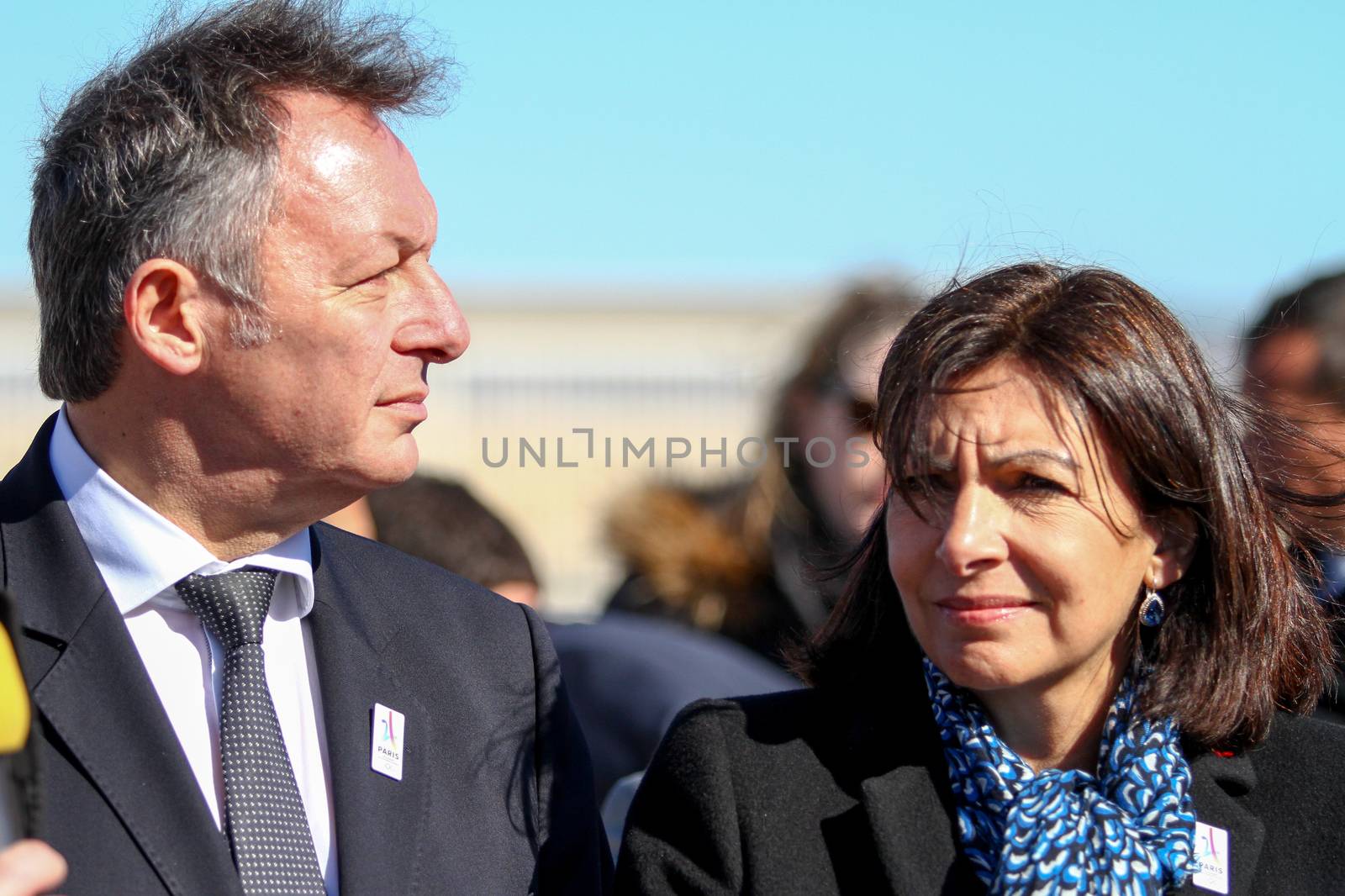 FRANCE, Marseille: Mayor of Paris Anne Hidalgo and French Secretary of State for Sports Thierry Braillard visit the future olympic sites in Marseille, on April 25, 2016 as part of Paris' candidature file to host the 2024 Olympic Games. 