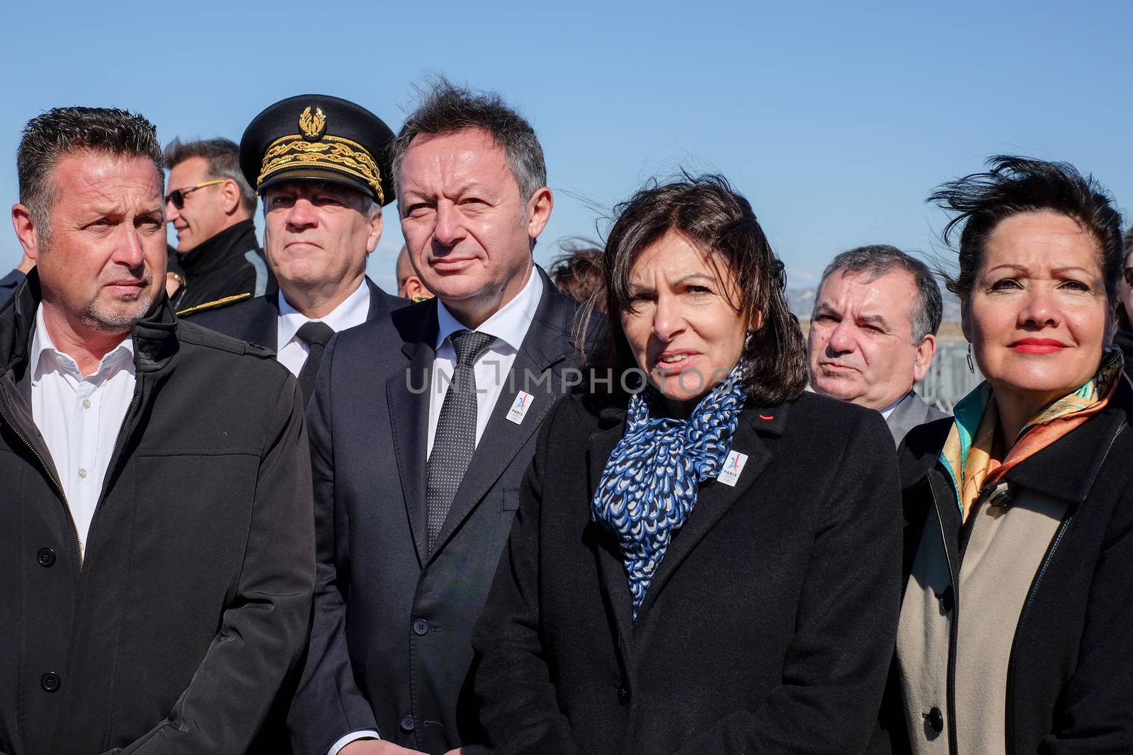 FRANCE, Marseille: Mayor of Paris Anne Hidalgo and French Secretary of State for Sports Thierry Braillard visit the future olympic sites in Marseille, on April 25, 2016 as part of Paris' candidature file to host the 2024 Olympic Games. 