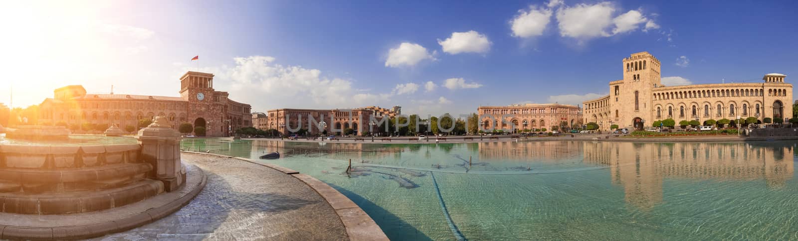 The fountain on a central square of the city of Yerevan in Armenia