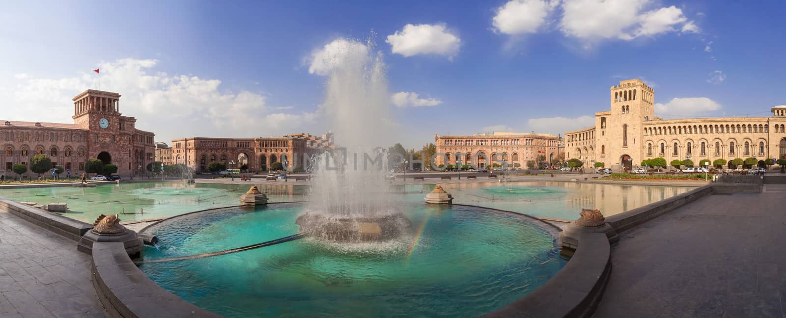 The fountain on a central square of the city of Yerevan in Armenia