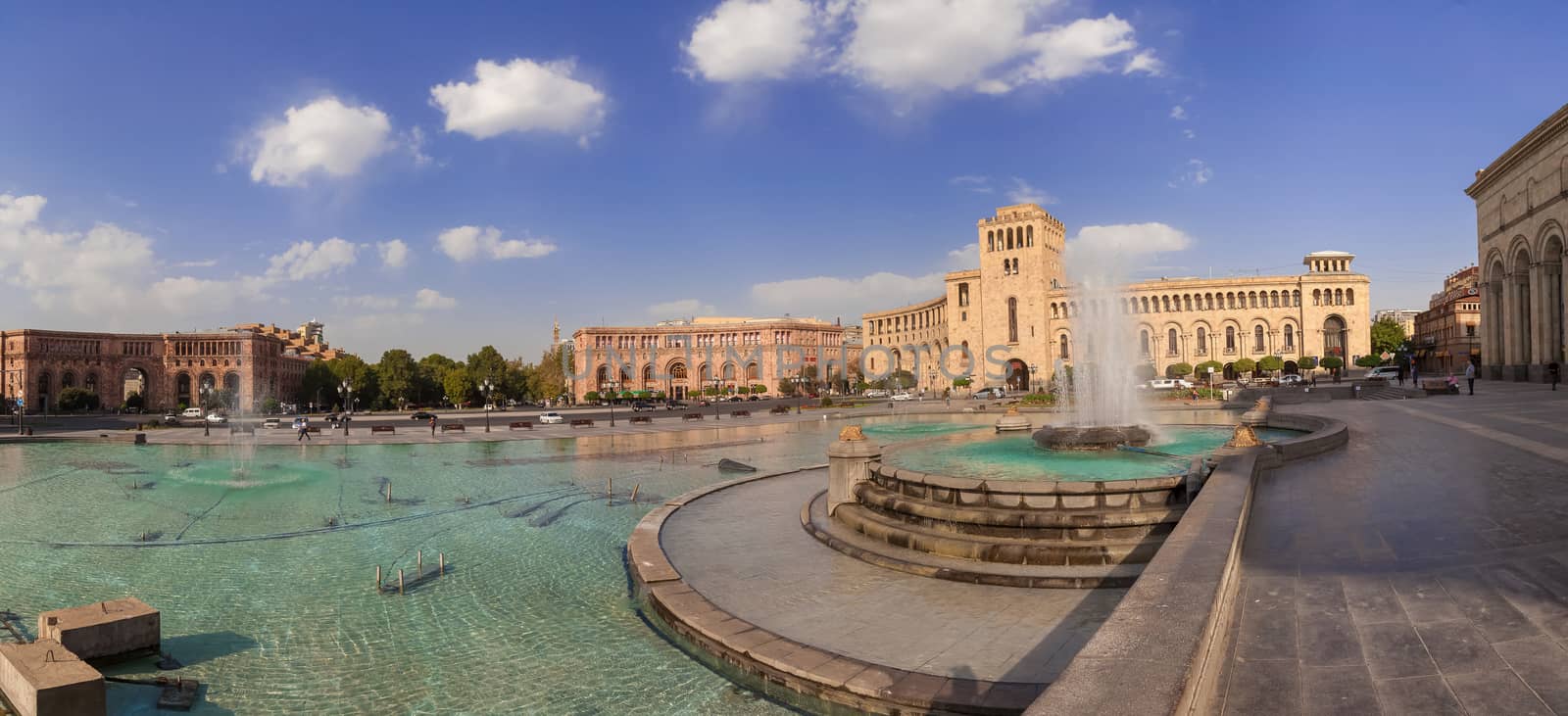 The fountain on a central square of the city of Yerevan in Armenia