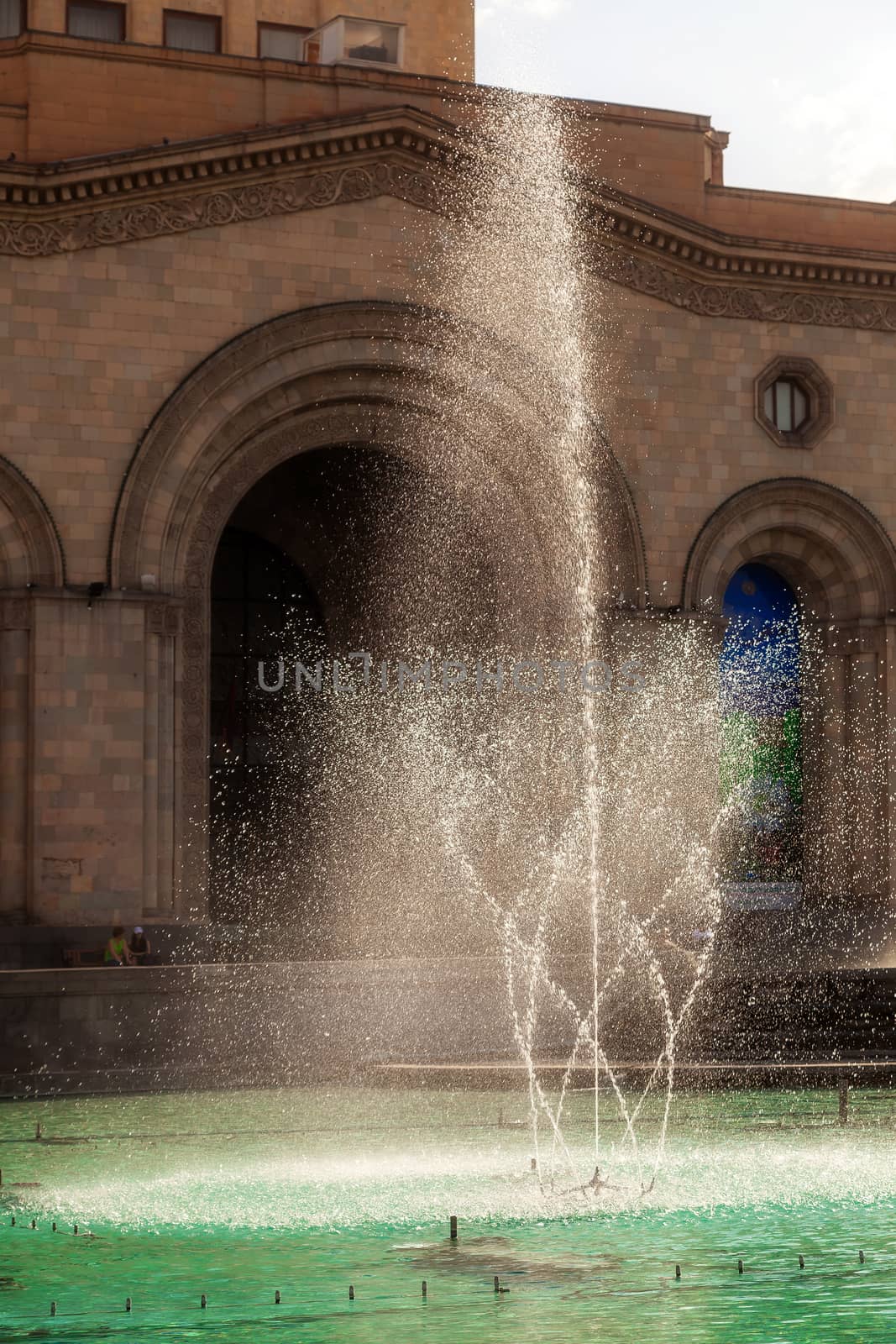 The fountain on a central square of the city of Yerevan in Armenia