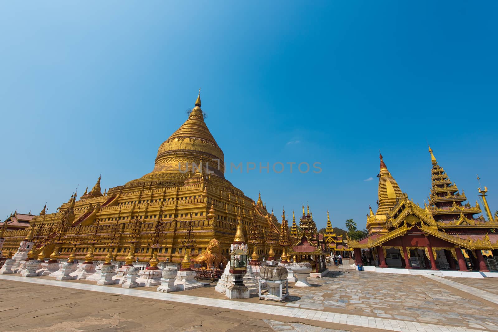 Shwezigon pagoda in Bagan, Myanmar