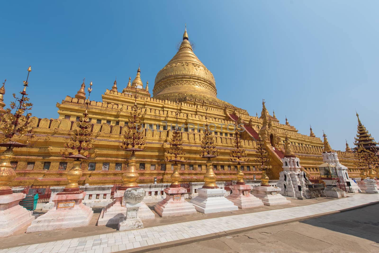 Shwezigon pagoda in Bagan, Myanmar