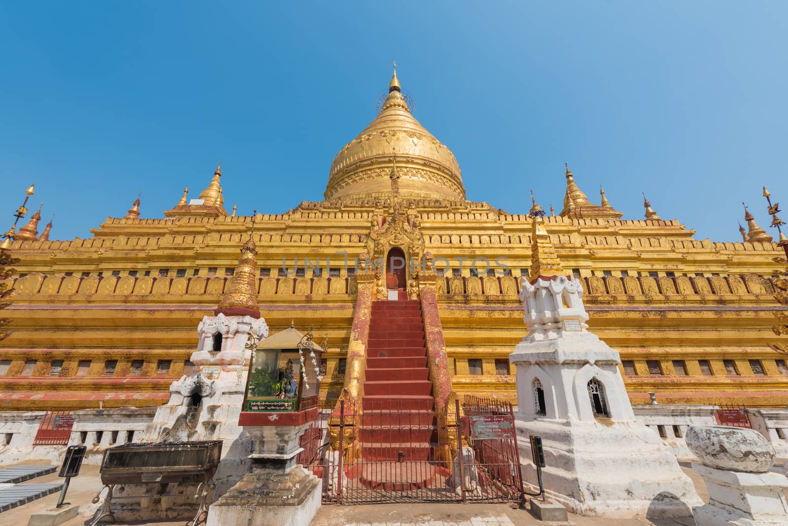 Shwezigon pagoda in Bagan, Myanmar