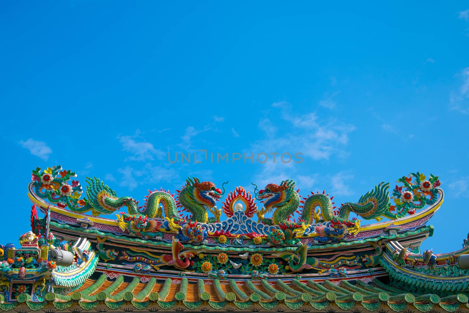 Dragon sculpture at chinese temple in Thailand