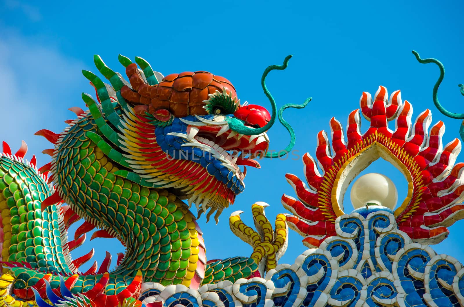 Dragon sculpture at chinese temple in Thailand