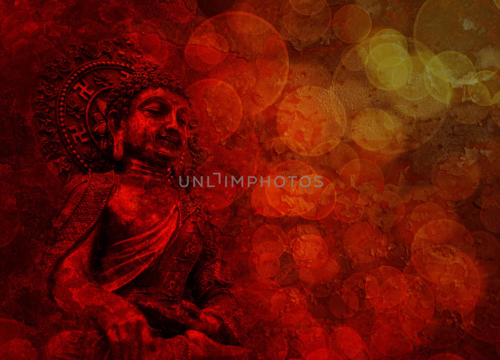 Bronze Red Buddha Statue Sitting by jpldesigns