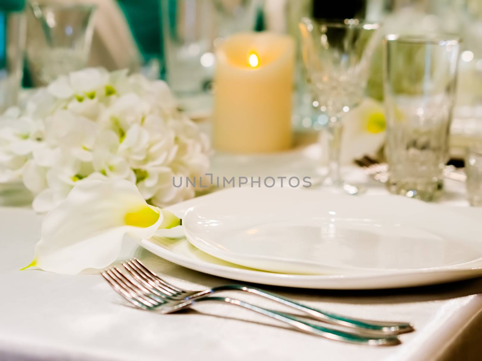 Beautiful table setting for celebration. Shallow DOF