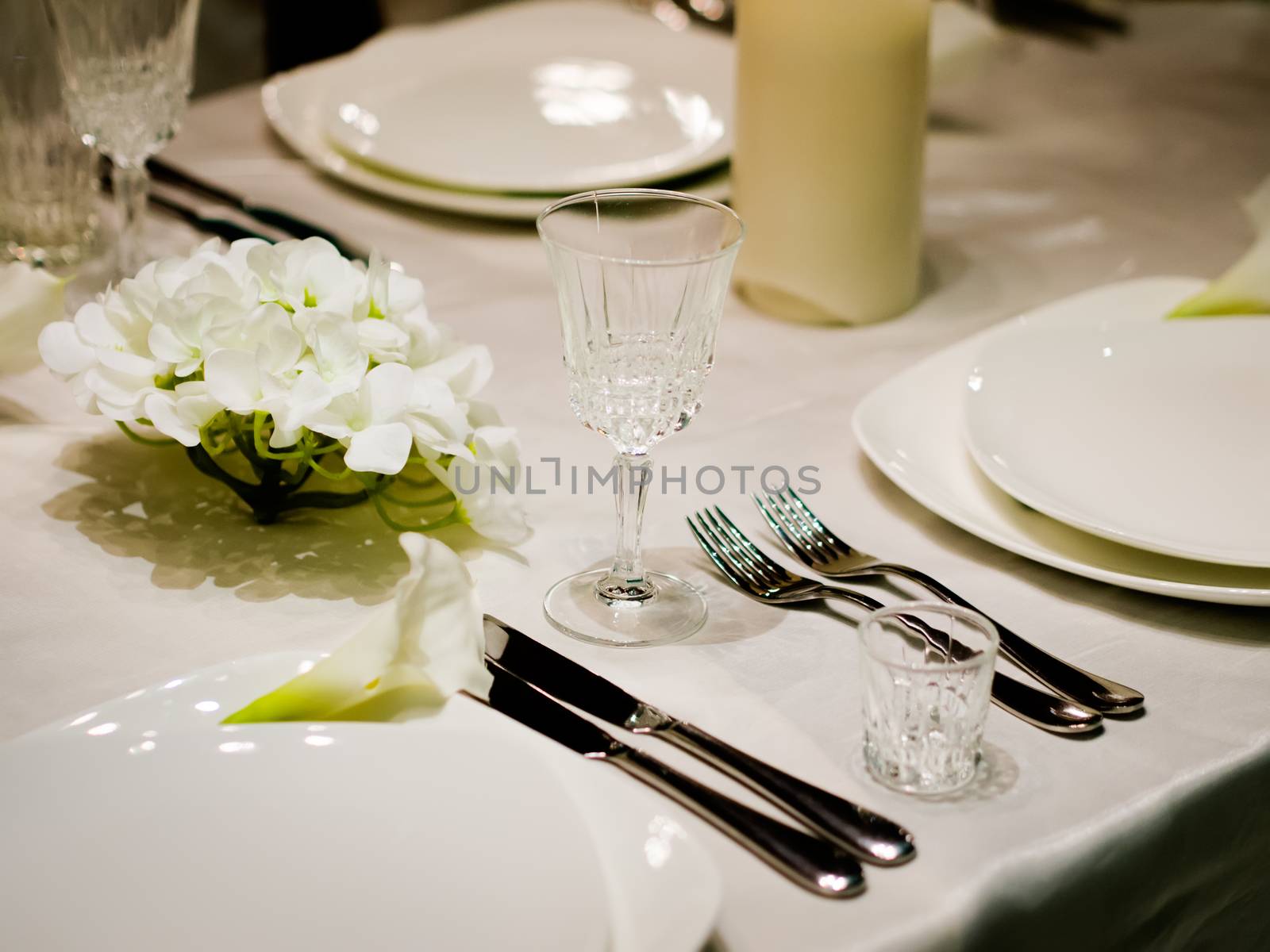 Beautiful table setting for wedding. Shallow DOF