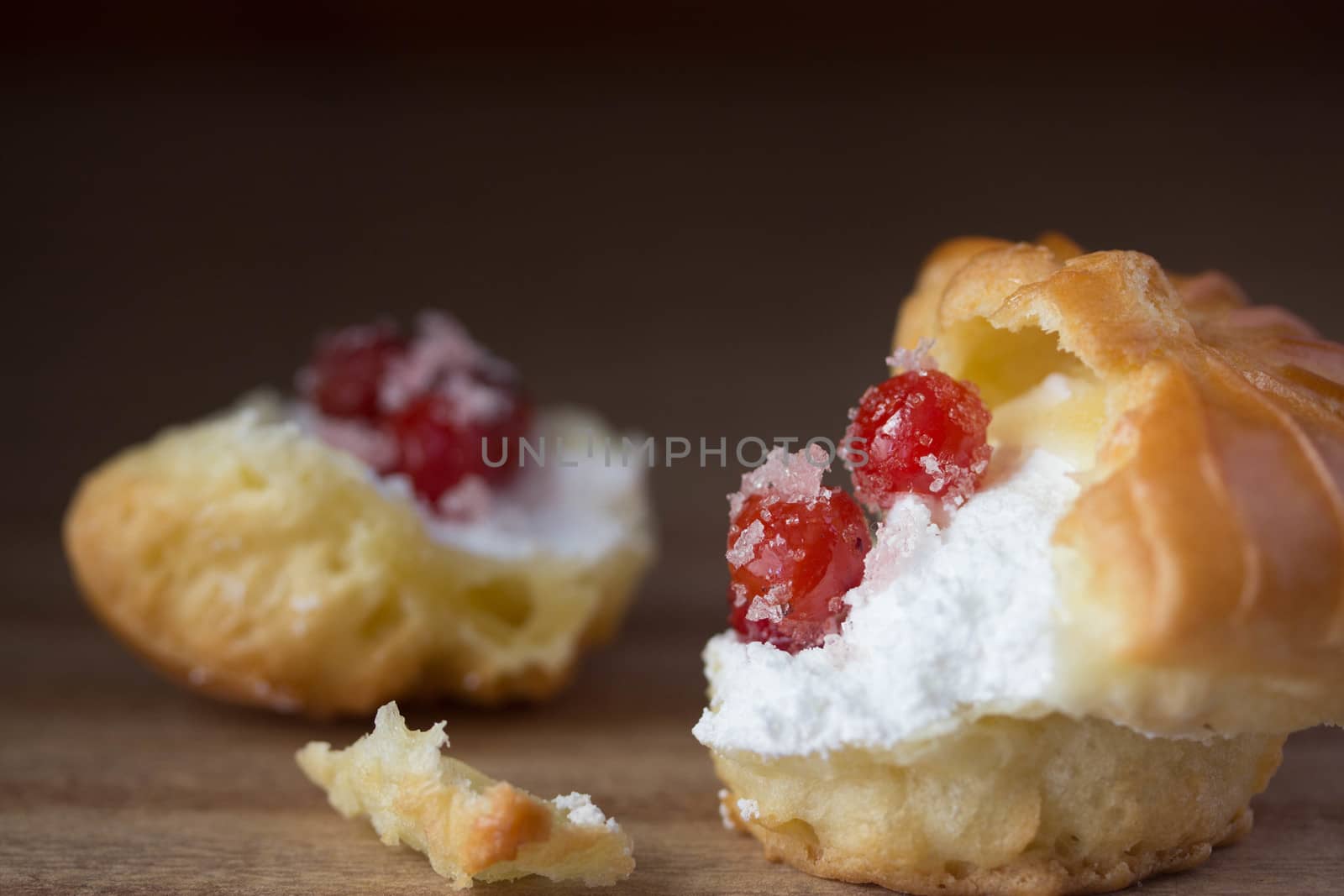 Choux Cream Stuffed With Custard Cream with berries