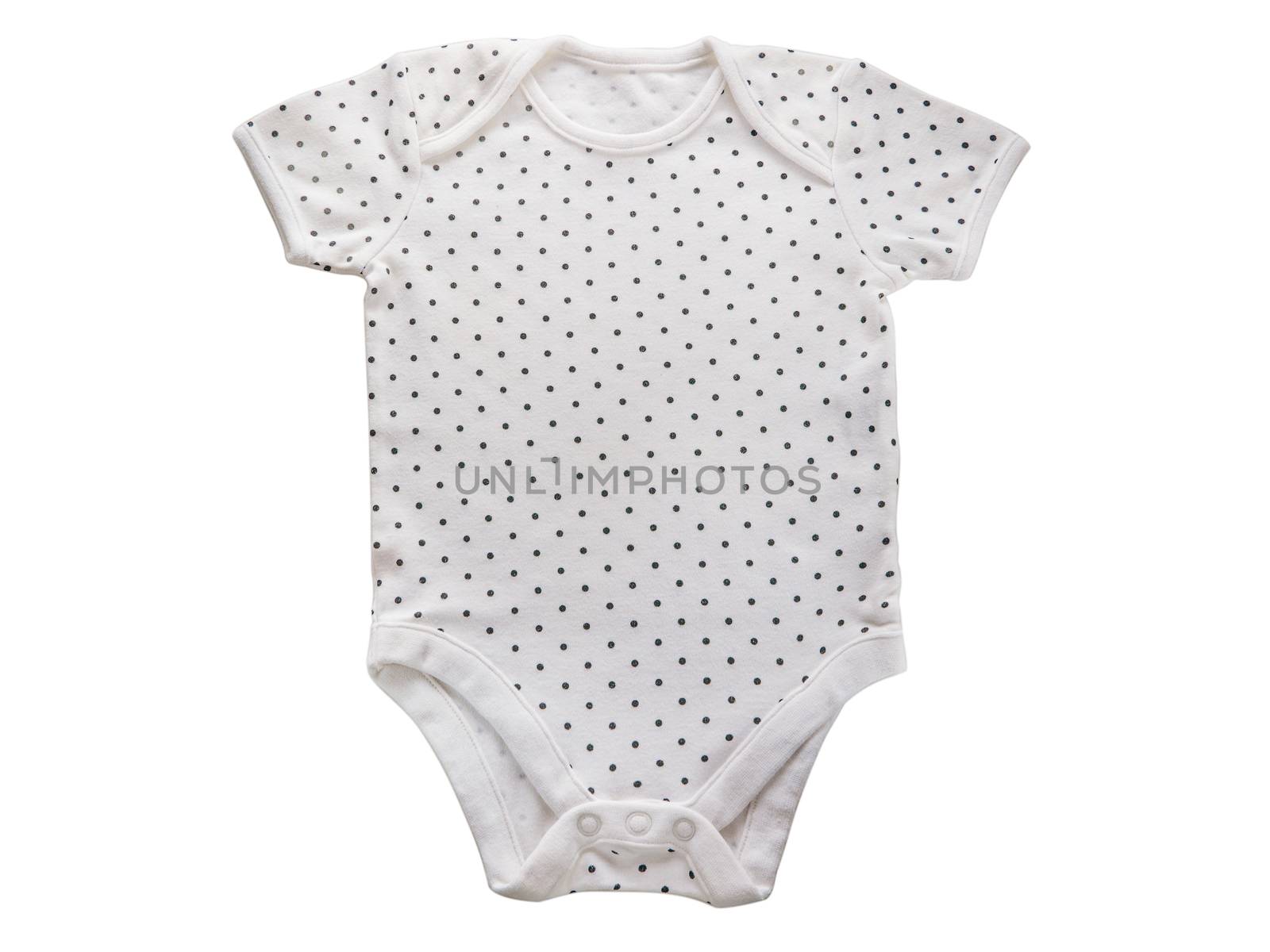 Baby polka dot onesie isolated on white background