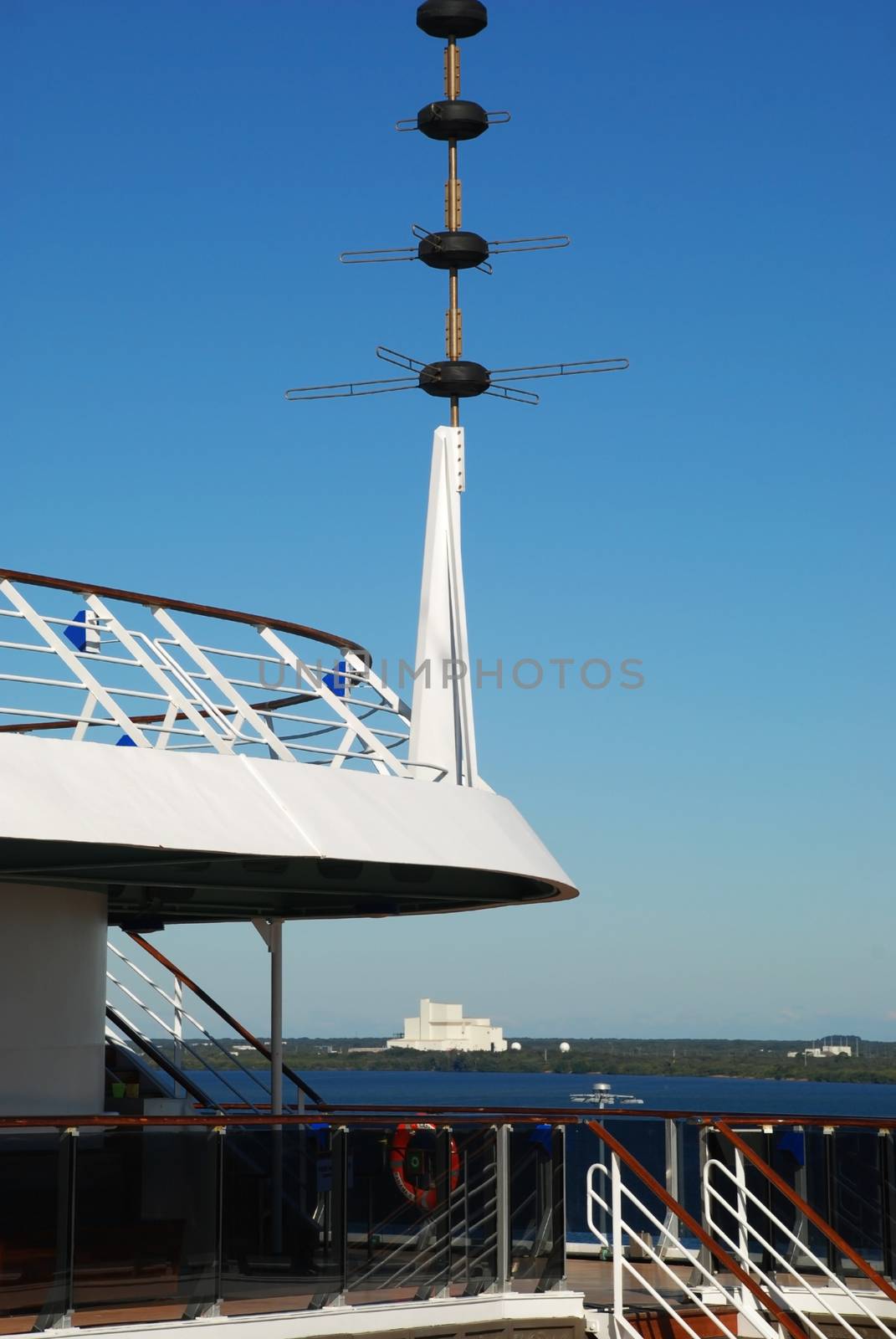 stock pictures of antennas used for telecommunications on a cruise ship
