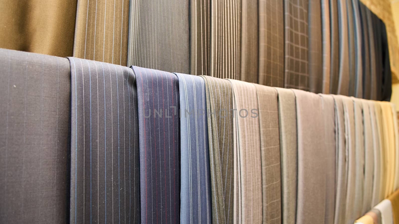 The various elite suit fabrics close up