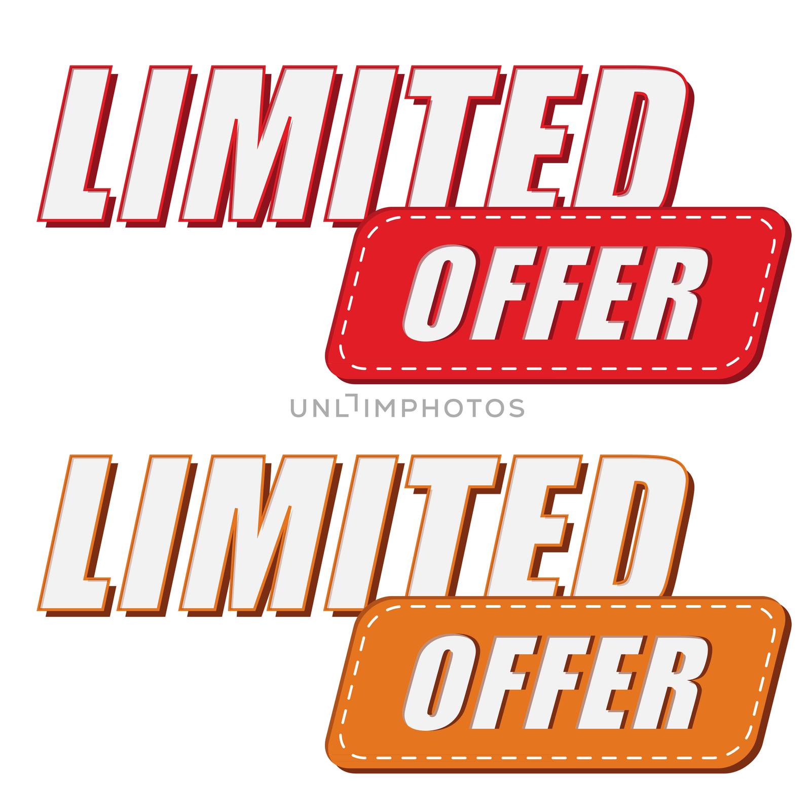 limited offer in two colors labels, flat design by marinini