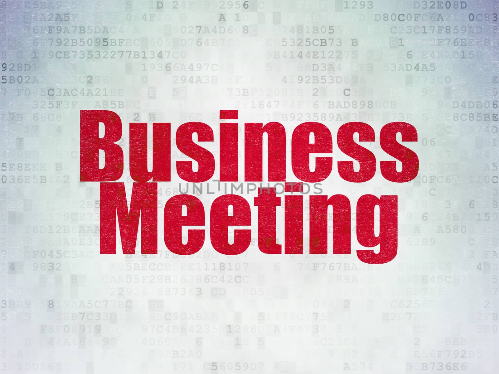 Finance concept: Painted red word Business Meeting on Digital Data Paper background
