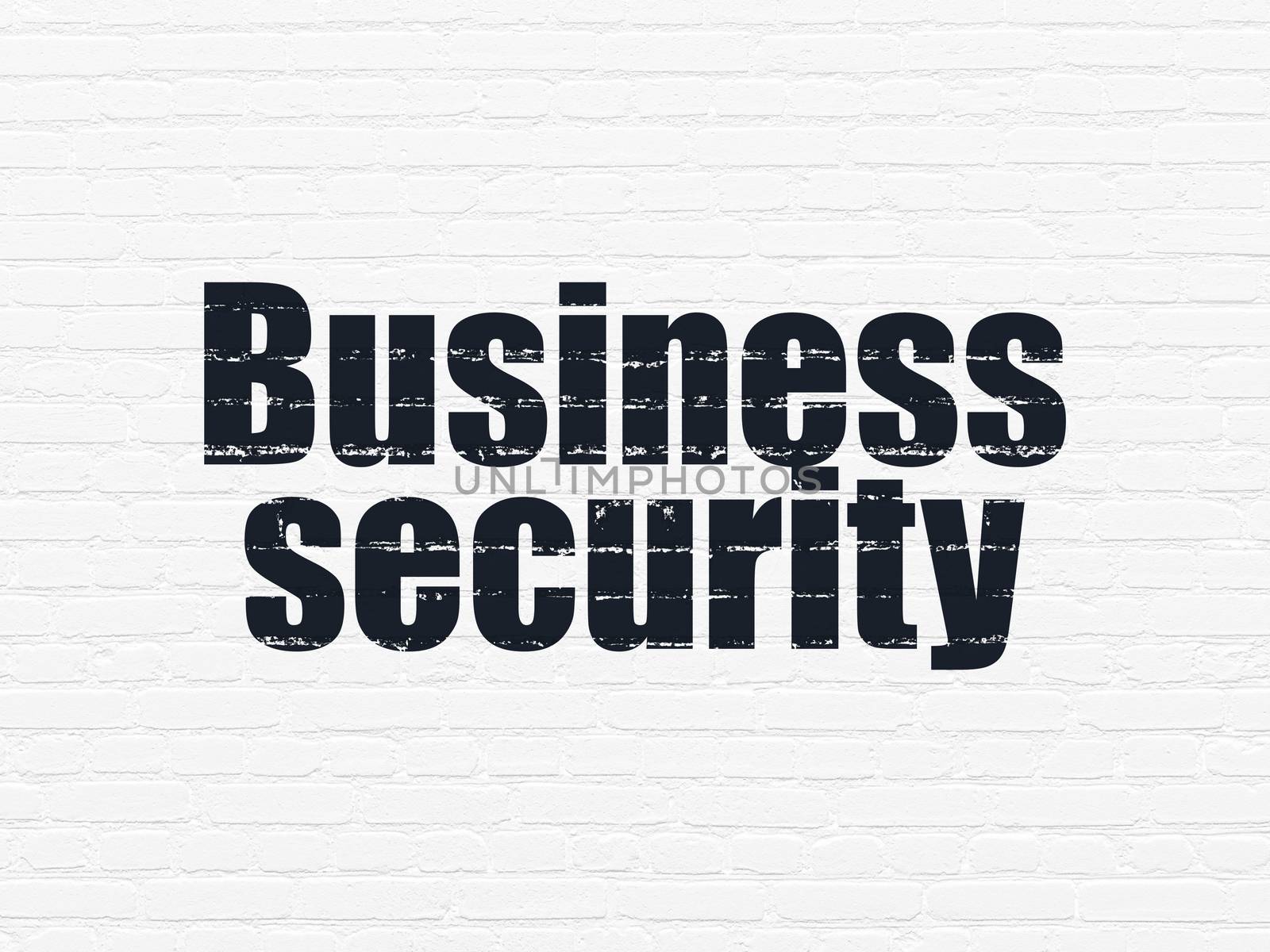 Security concept: Business Security on wall background by maxkabakov