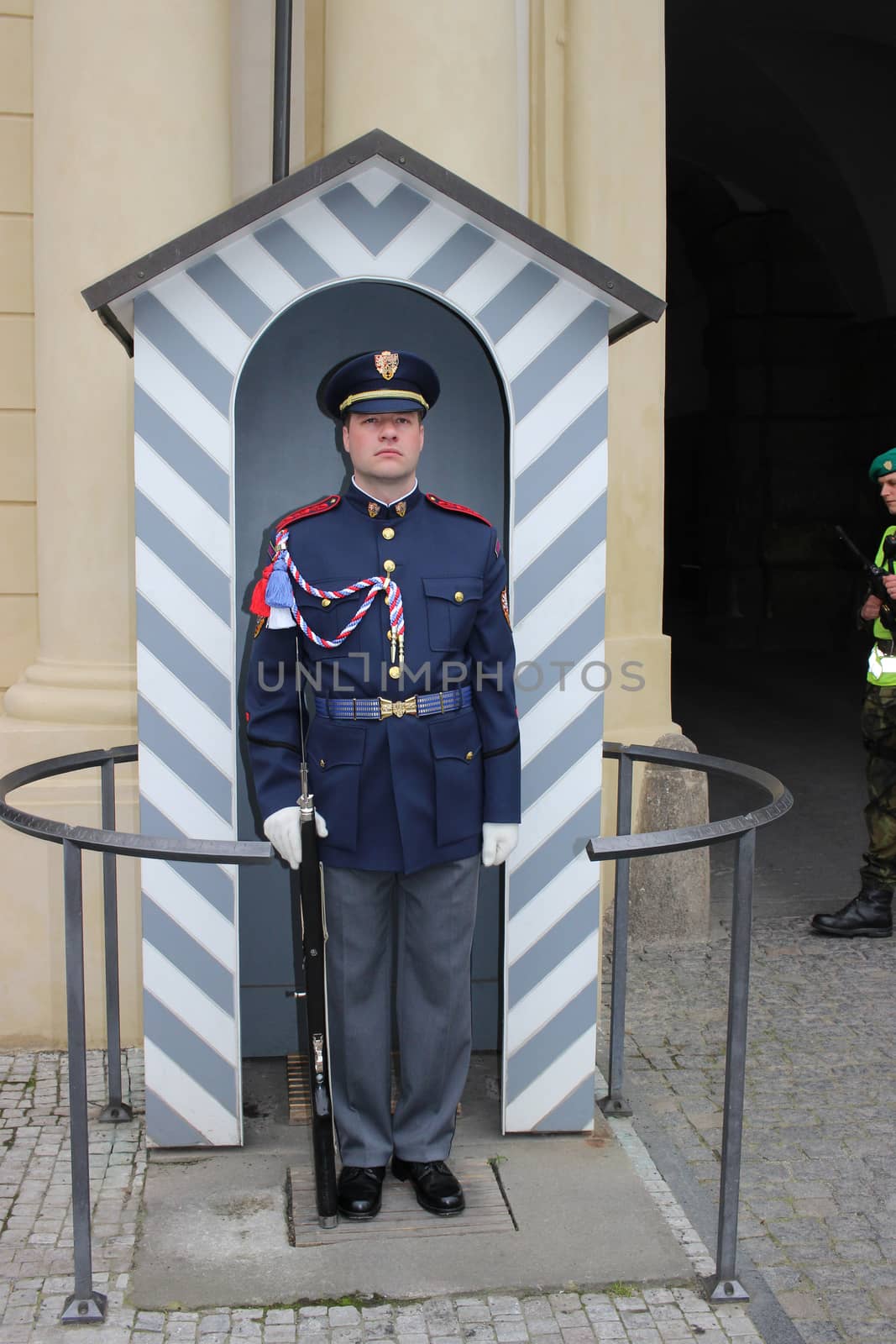 Prague, Czech Republic - April 23, 2016: The Guard of Honor Guards at the Presidential Palace in Prague castle