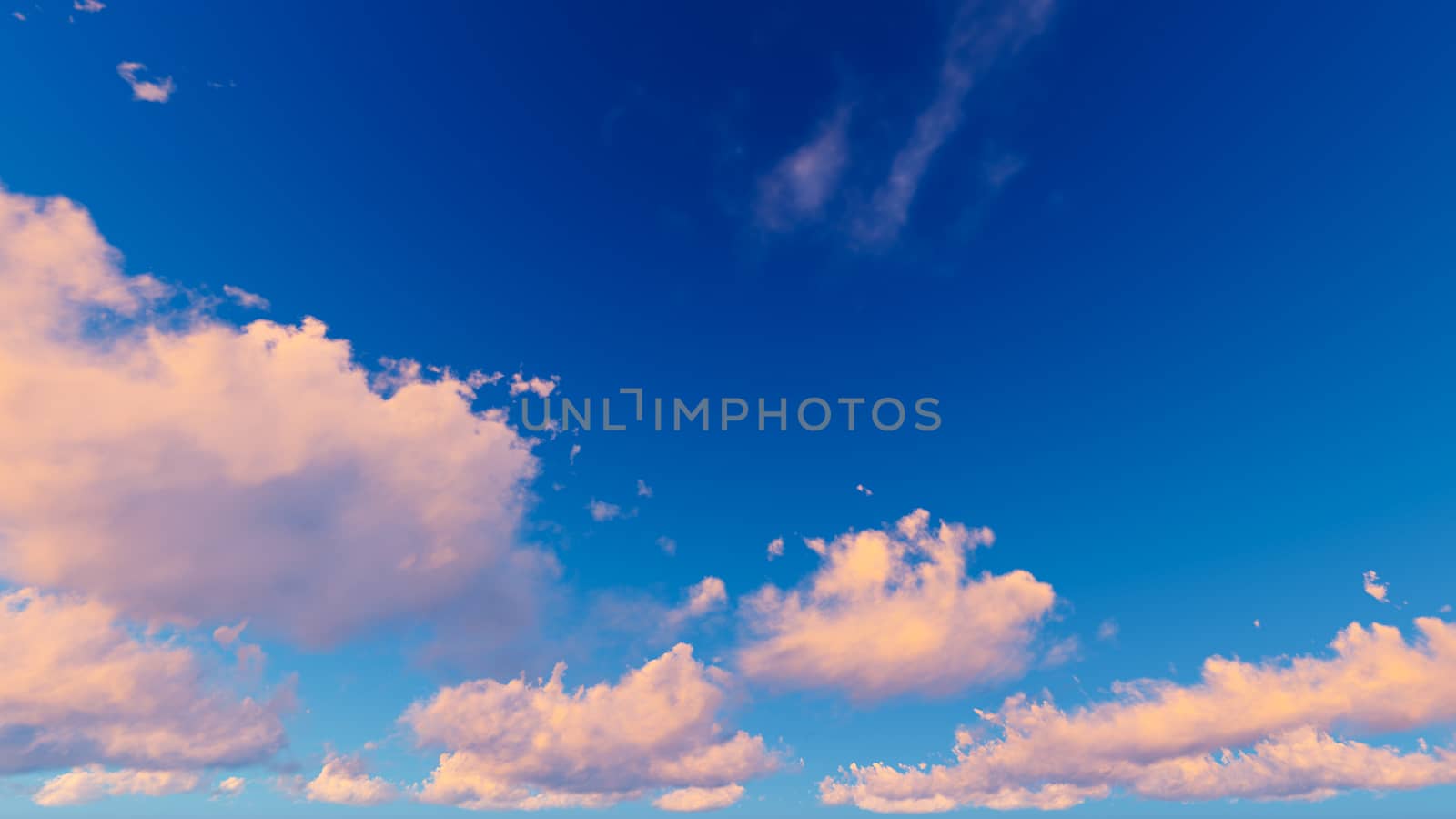 Cloudy blue sky abstract background, blue sky background with tiny clouds, 3d illustration