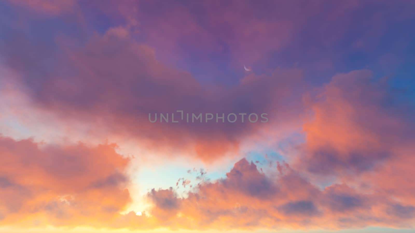 Cloudy blue sky abstract background, blue sky background with tiny clouds, 3d illustration