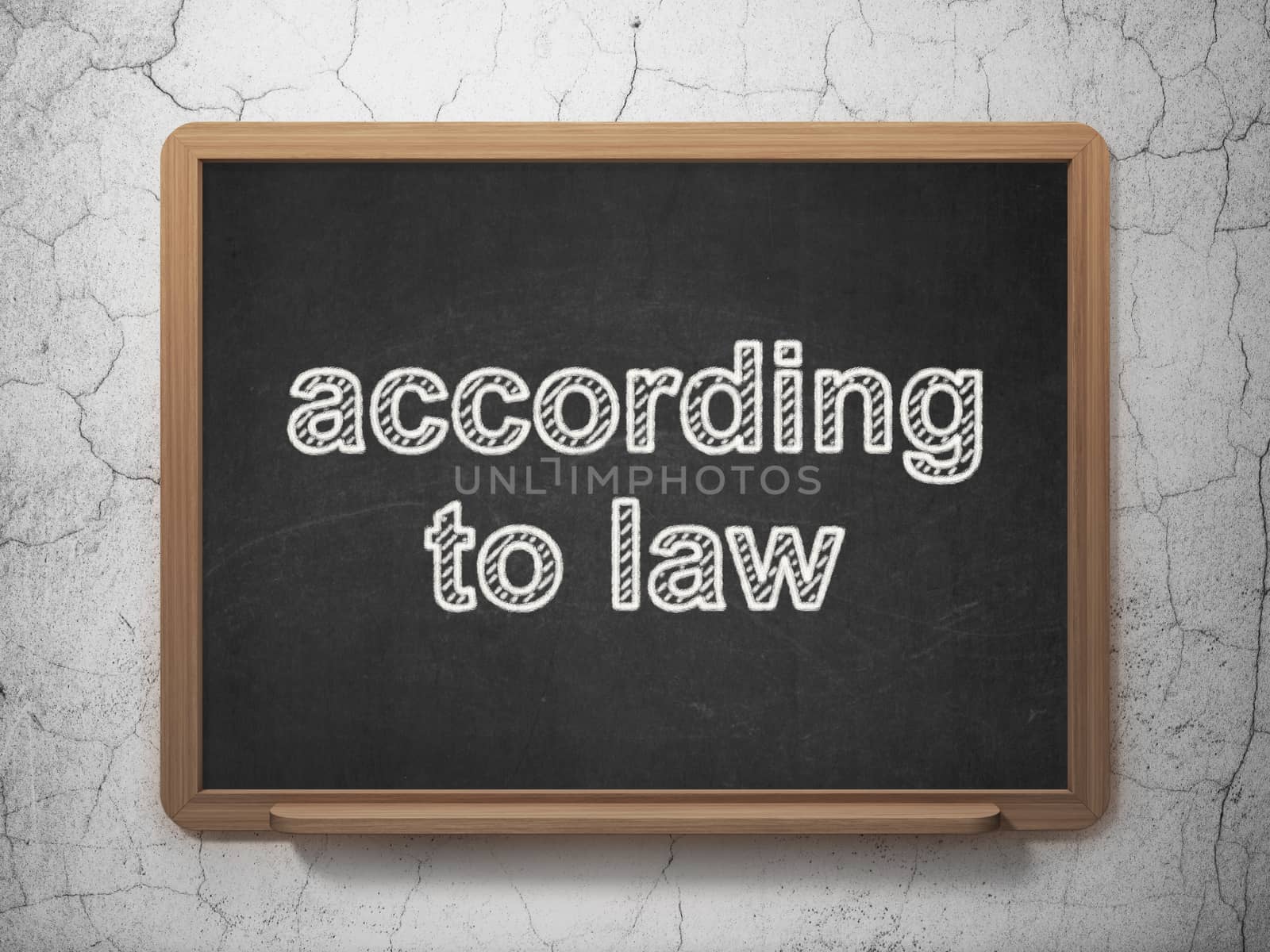 Law concept: According To Law on chalkboard background by maxkabakov