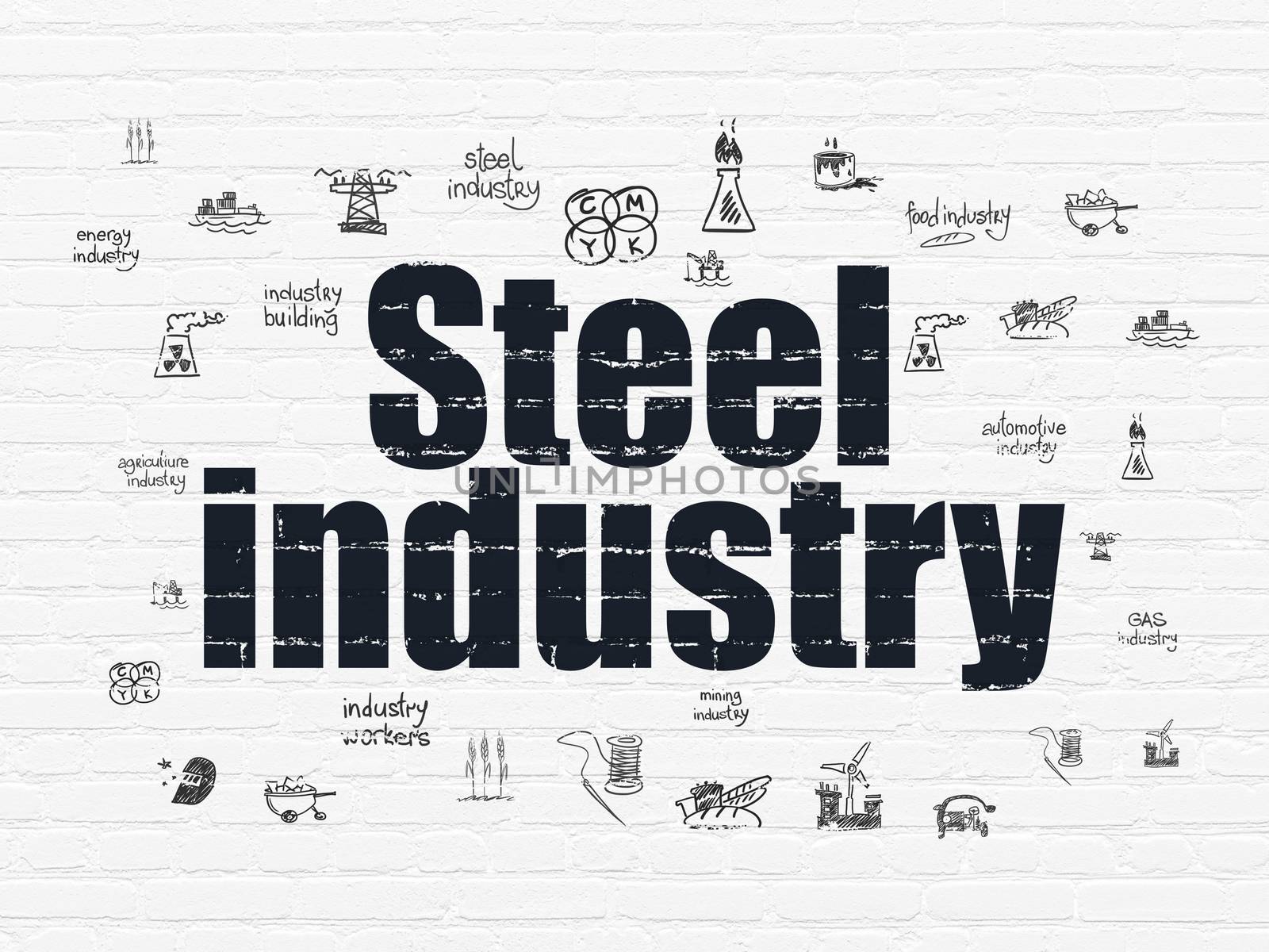 Manufacuring concept: Steel Industry on wall background by maxkabakov