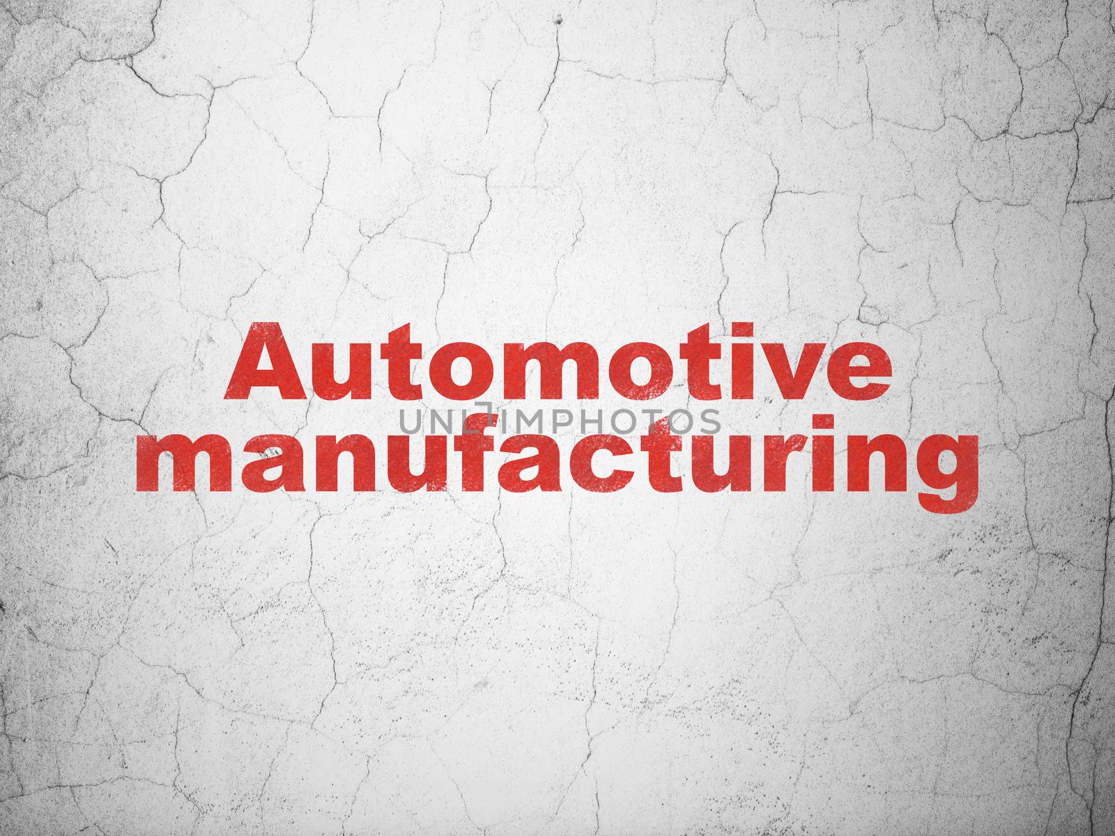 Industry concept: Red Automotive Manufacturing on textured concrete wall background