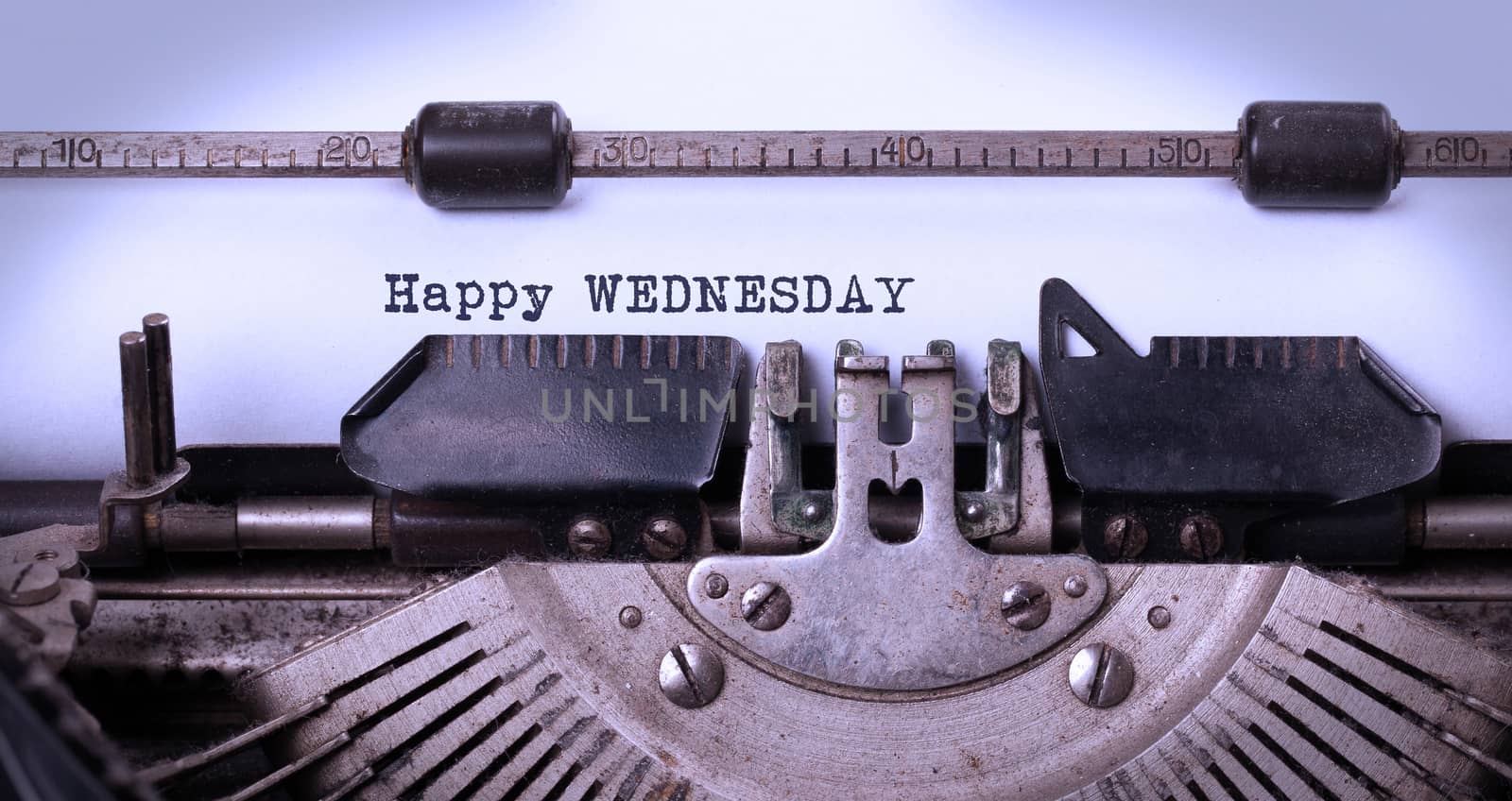 Vintage typewriter close-up - Happy Wednesday by michaklootwijk