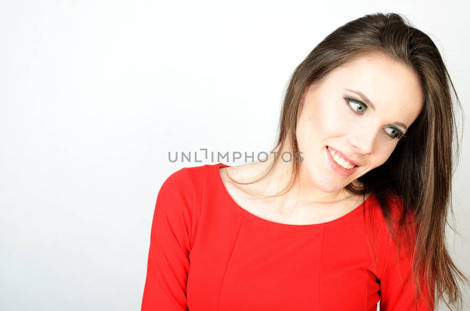Portrait of smiling female by bartekchiny