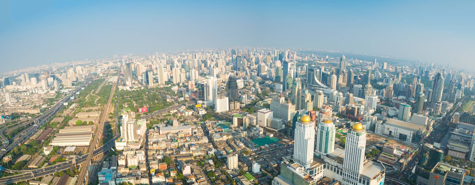 Bangkok Cityscape Scenic Aerial view by thampapon