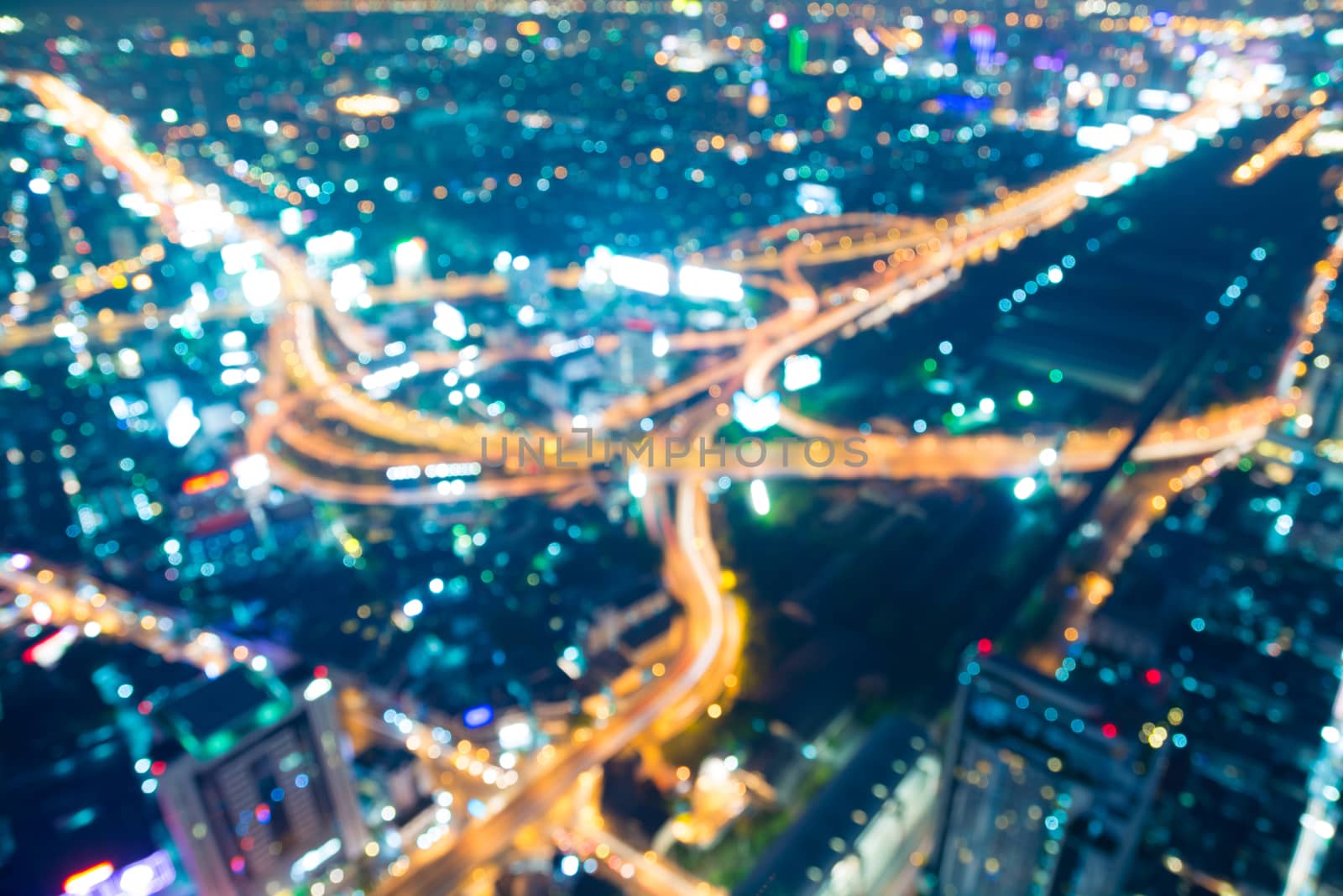 Blur or Defocus Background of Bangkok Express way at Night or Tw by thampapon