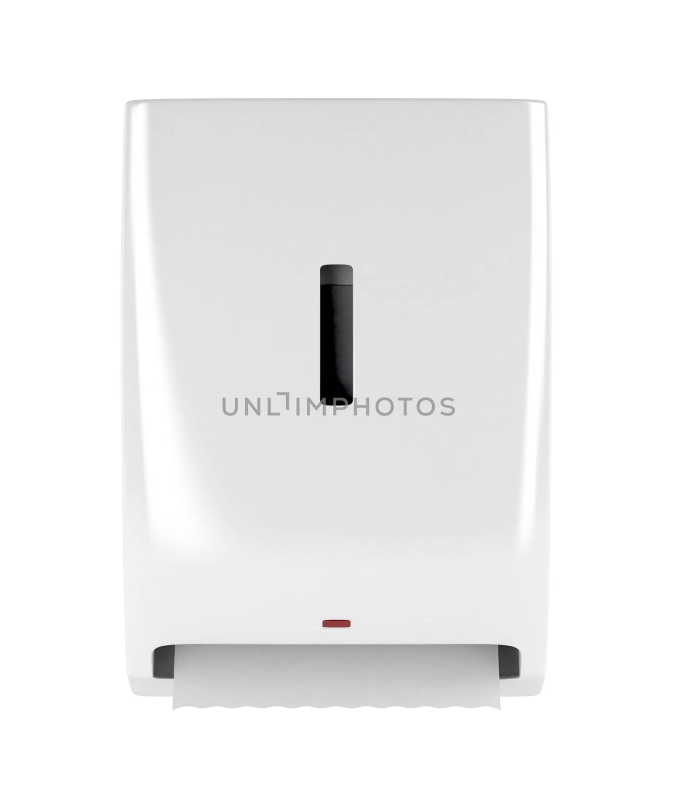 Front view of automatic paper towel dispenser isolated on white background