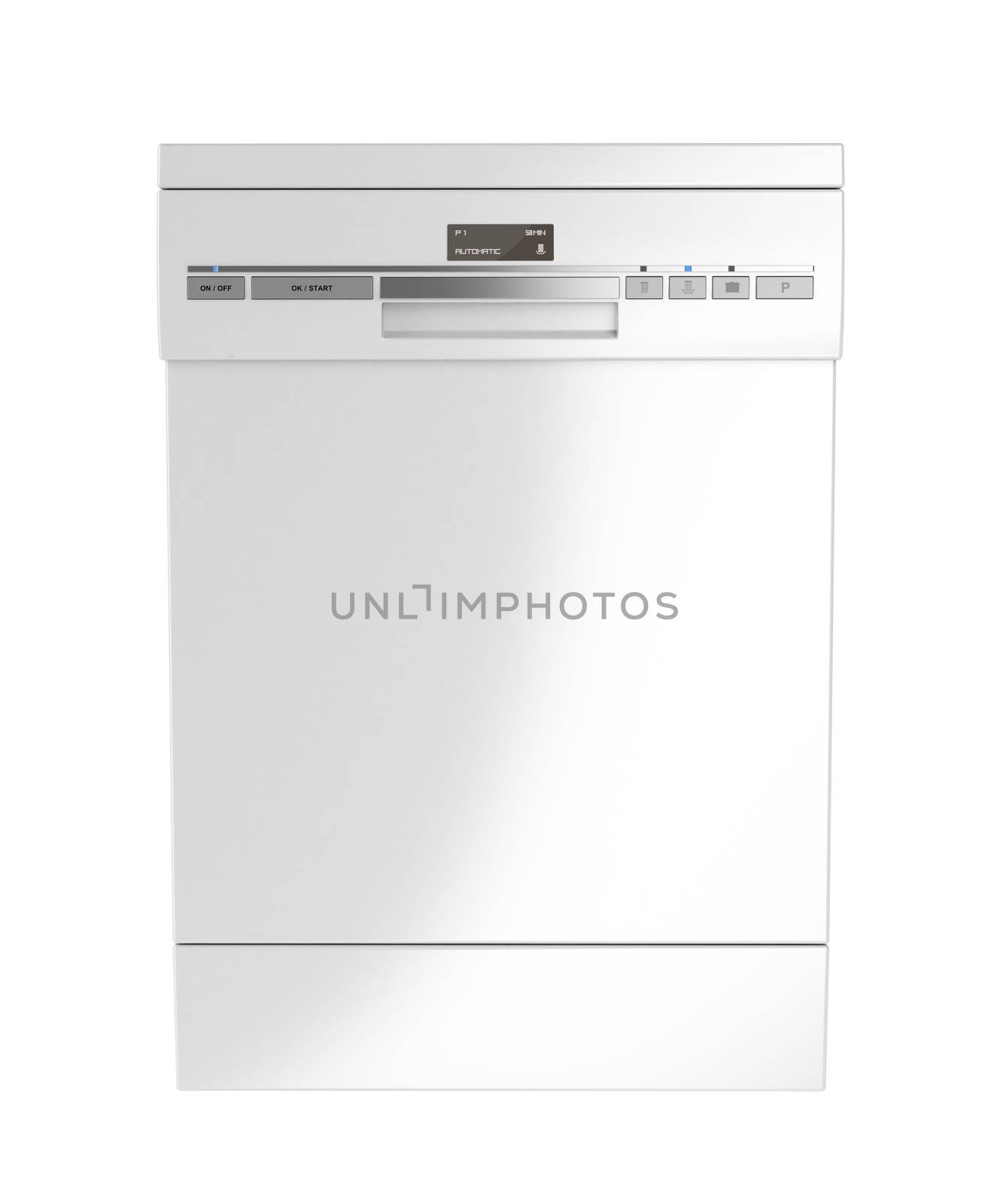 Front view of white dishwasher by magraphics