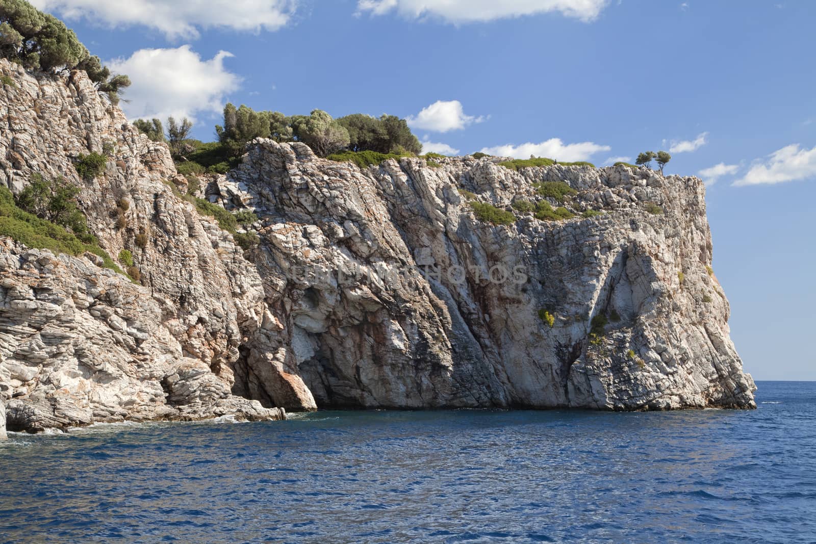 View of mountains in Turkey from the sea