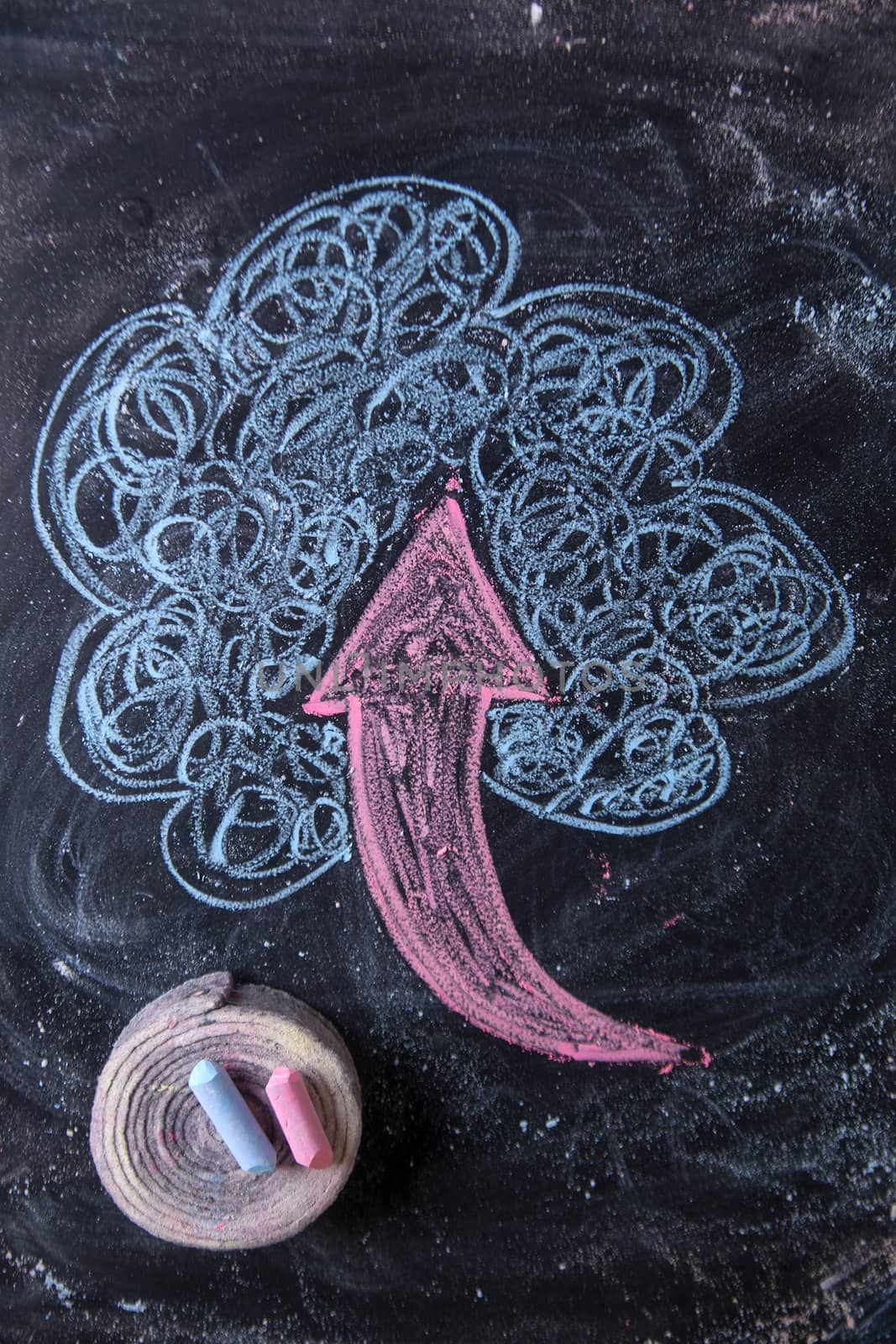 Representation with chalk on the blackboard in the load online files