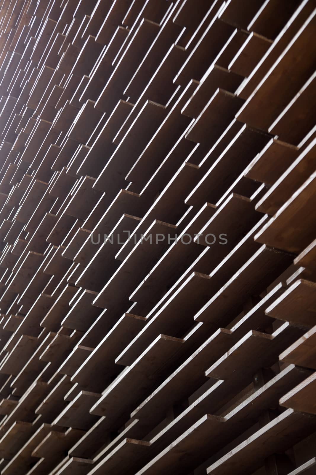 Perimeter wall of building built in wooden boards