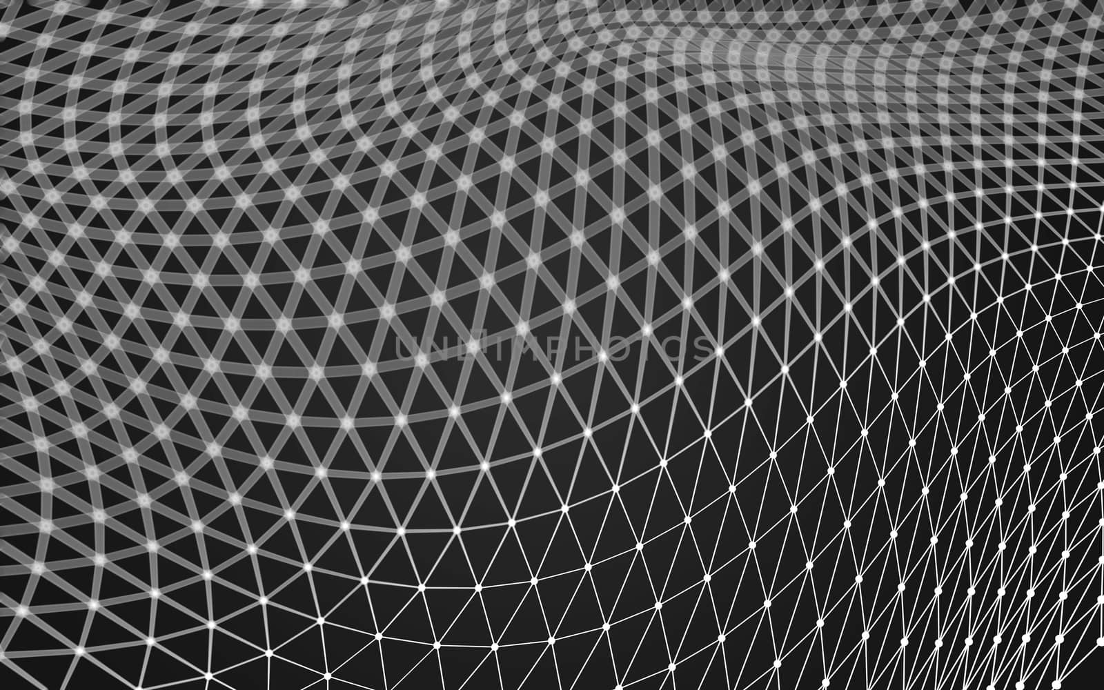 Abstract polygonal space low poly dark background with connecting dots and lines. Connection structure. 3d rendering